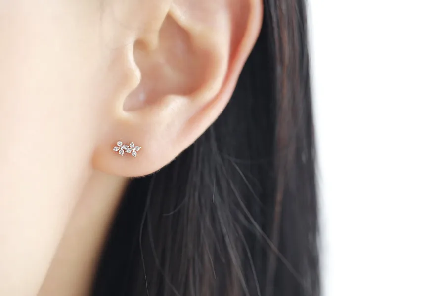 14K Solid Gold Cz Or Diamond Daisy Helix Tragus Cartilage Externally Threaded Flat Back Labret Earring