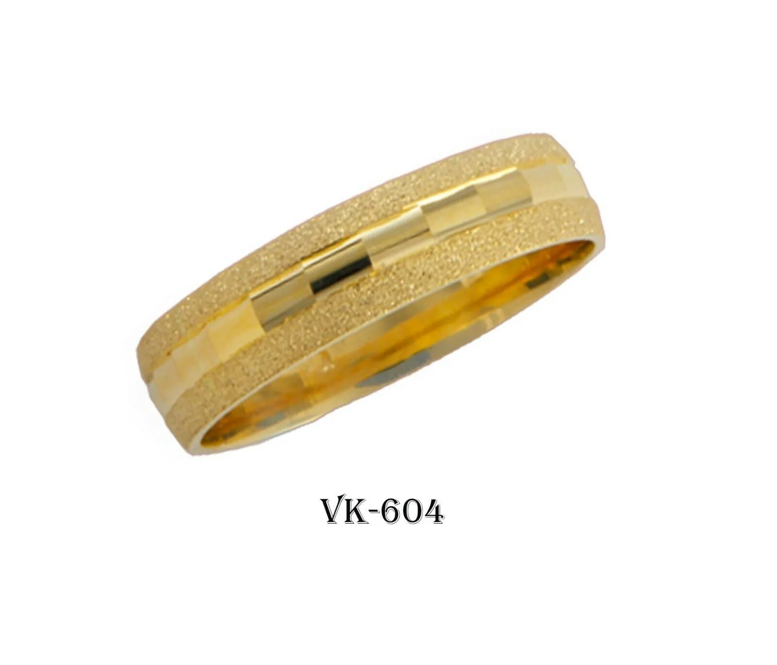 14k Solid Gold Elegant Ladies Modern Stipple Finish Flat Band 5mm Ring VK604v(Y)