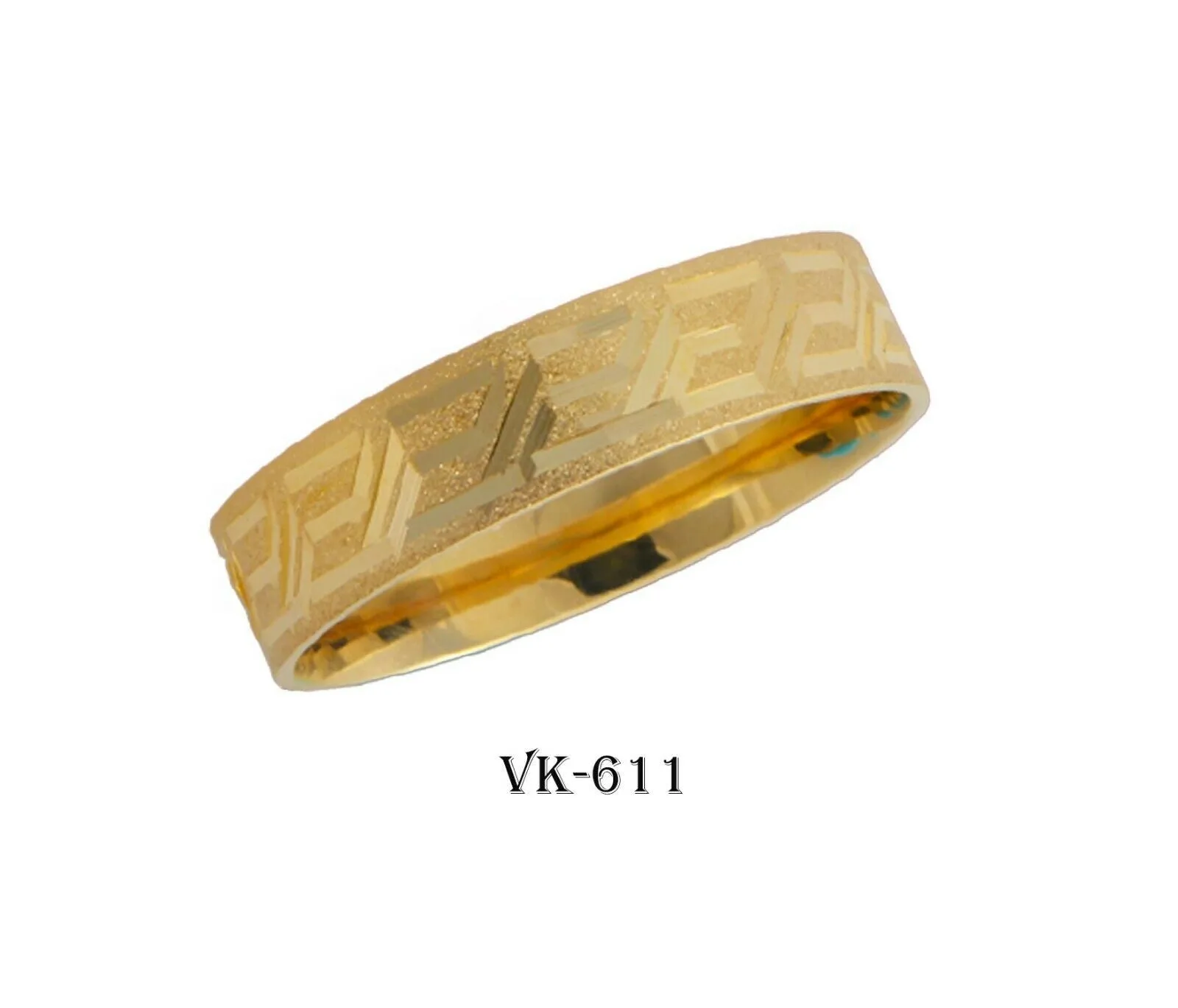 14k Solid Gold Elegant Ladies Modern Stipple Finish Flat Band 5mm Ring VK611v(Y)