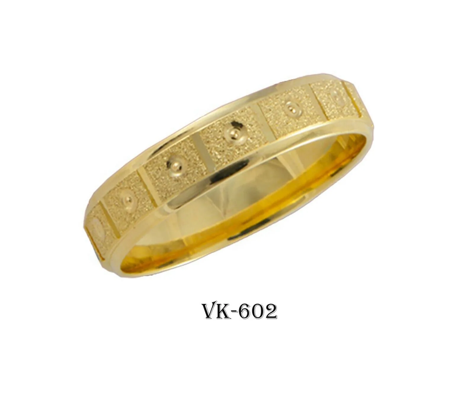 14k Solid Gold Elegant Ladies Modern Stone Finished Flat Band 5mm Ring VK602v(Y)