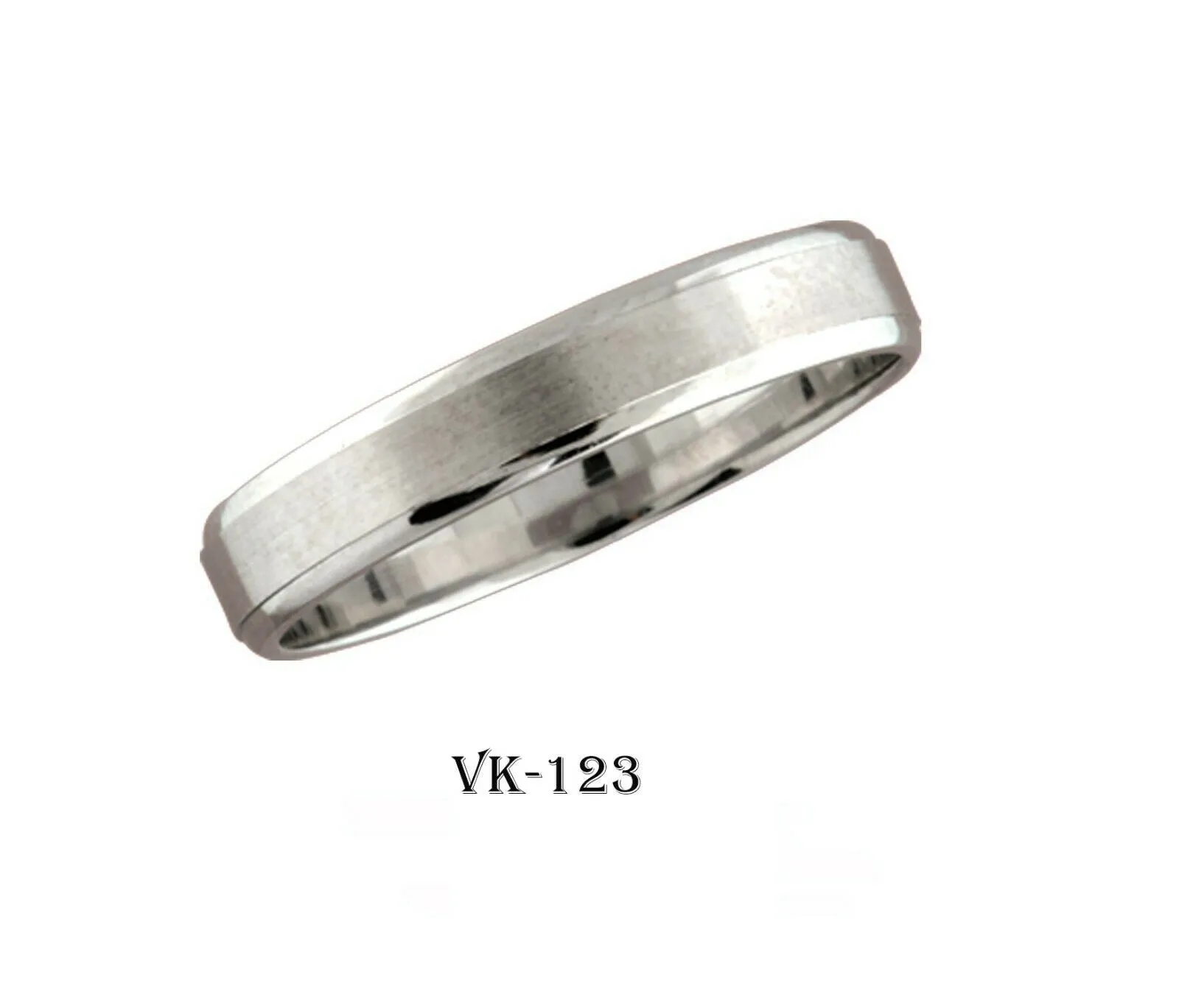 18k Solid Gold Elegant Ladies Modern Bead Finishes Flat Band 4MM Ring VK123v