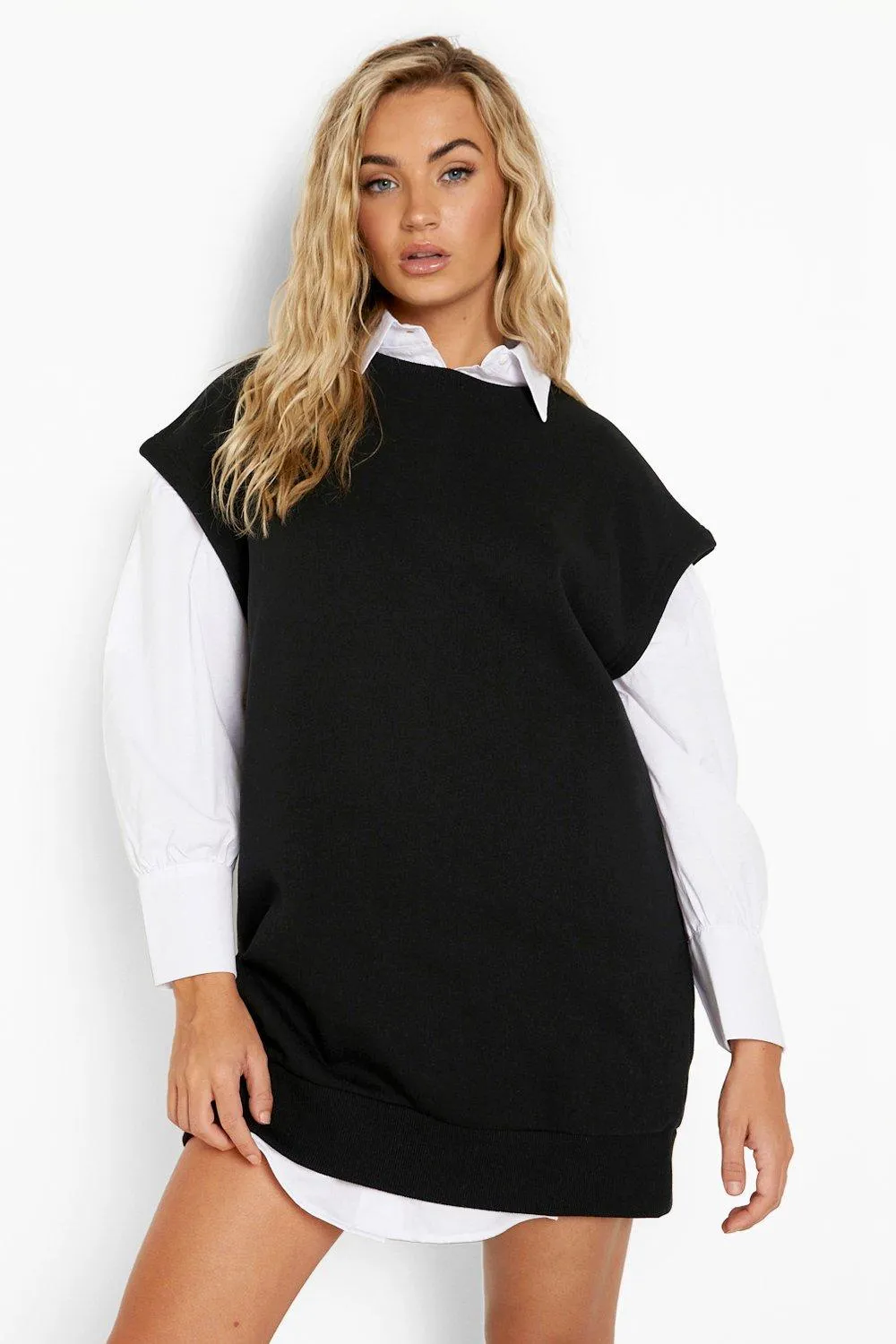 2 In 1 Turtleneck Sweatshirt And Shirt Dress