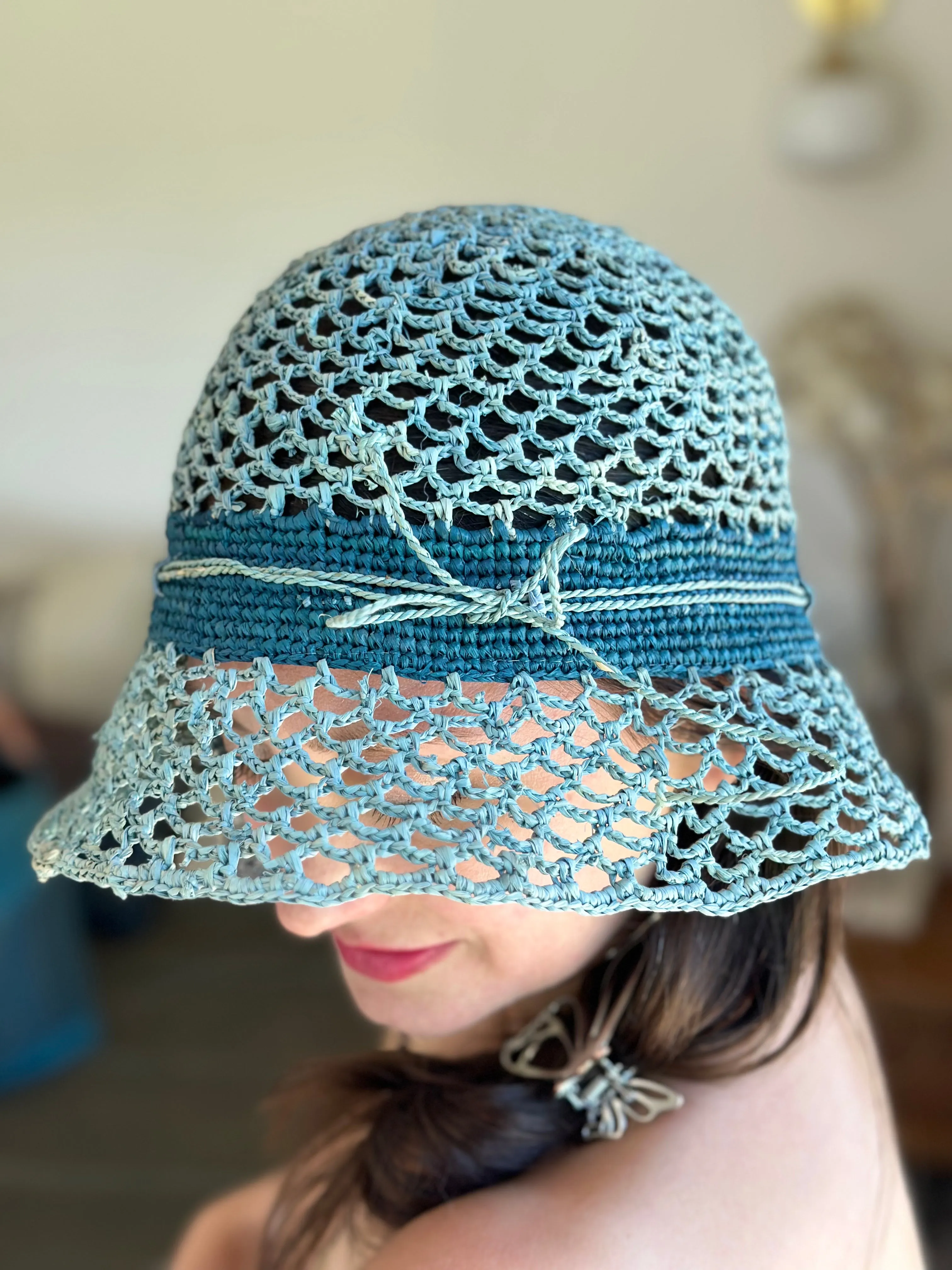 2.5 Brim Maria Crochet Bucket Straw Hats