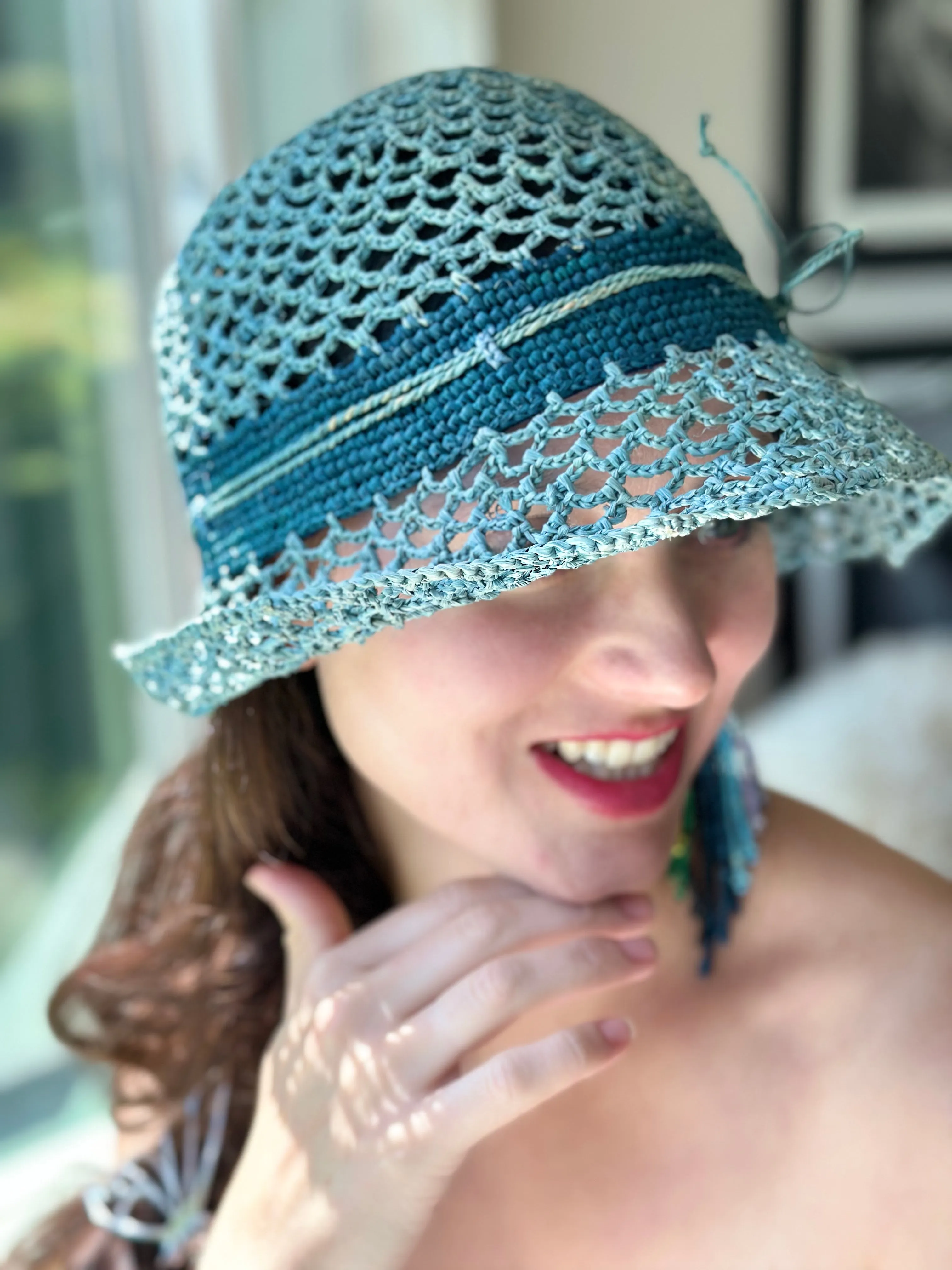 2.5 Brim Maria Crochet Bucket Straw Hats