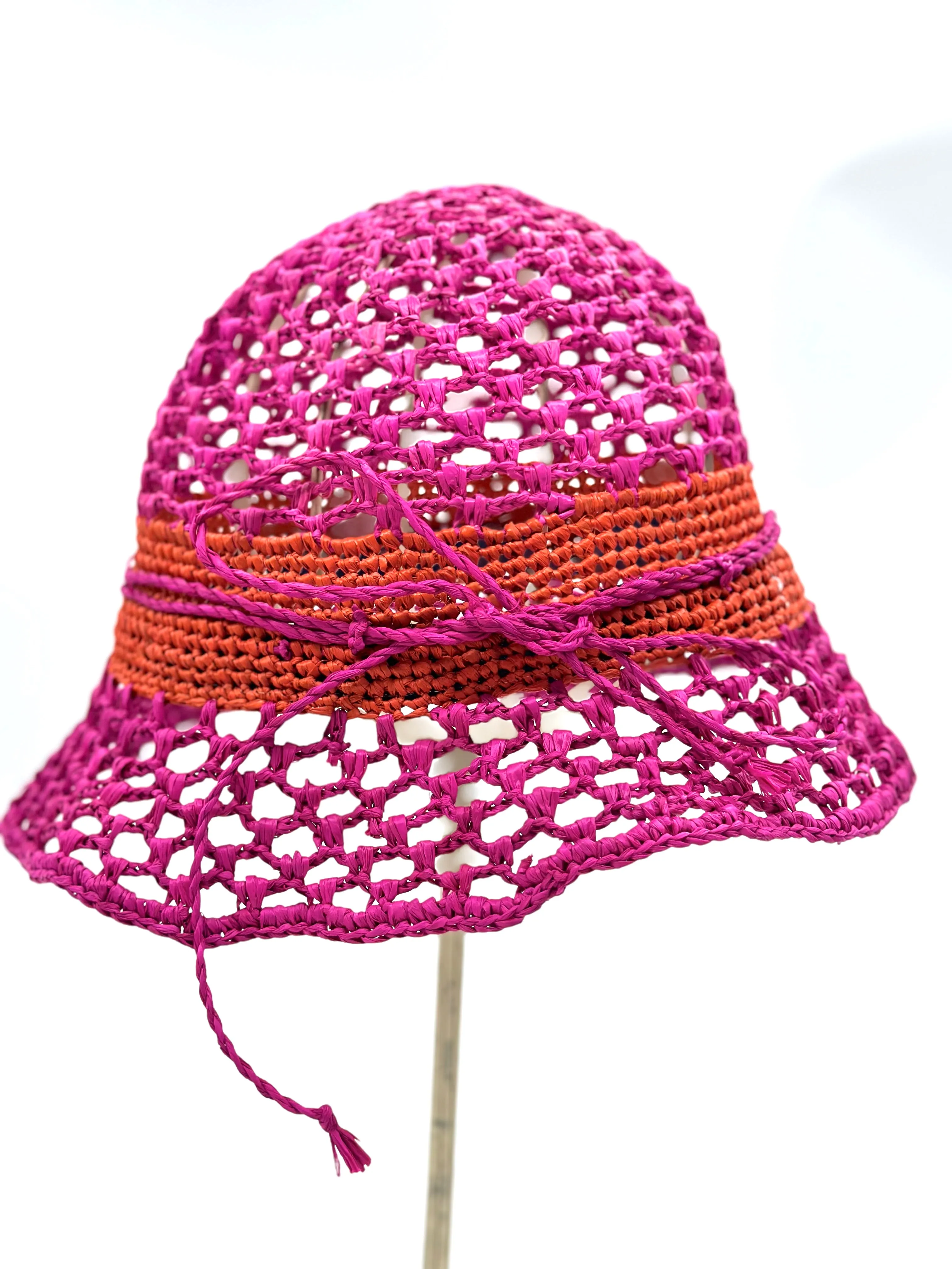 2.5 Brim Maria Crochet Bucket Straw Hats