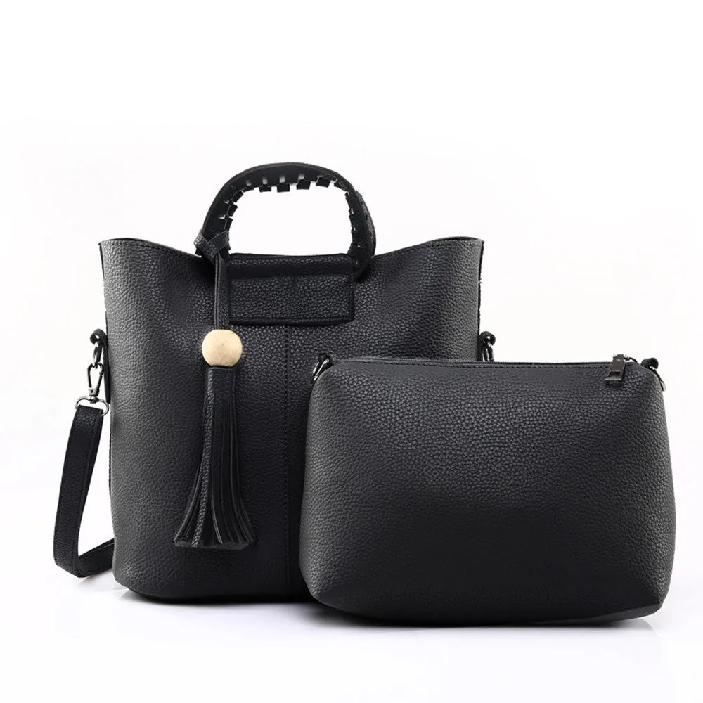 2pc Famous Women Vintage Tassel Leather Bag designer Crossbody Shoulder Bags+Clutch Bag women messenger bags bolsa