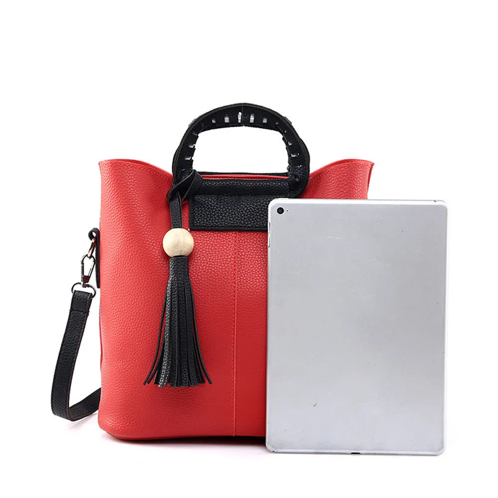 2pc Famous Women Vintage Tassel Leather Bag designer Crossbody Shoulder Bags+Clutch Bag women messenger bags bolsa