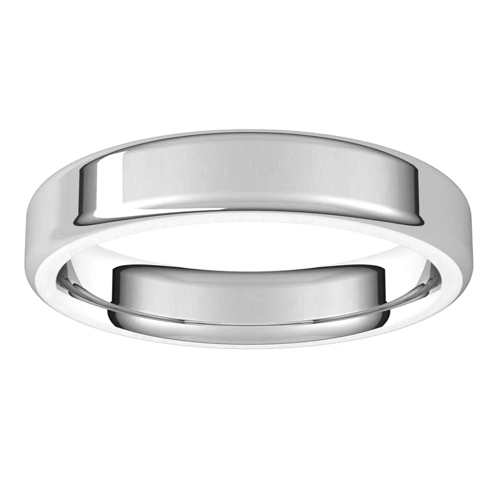 4mm Platinum Polished Round Edge Comfort Fit Flat Band