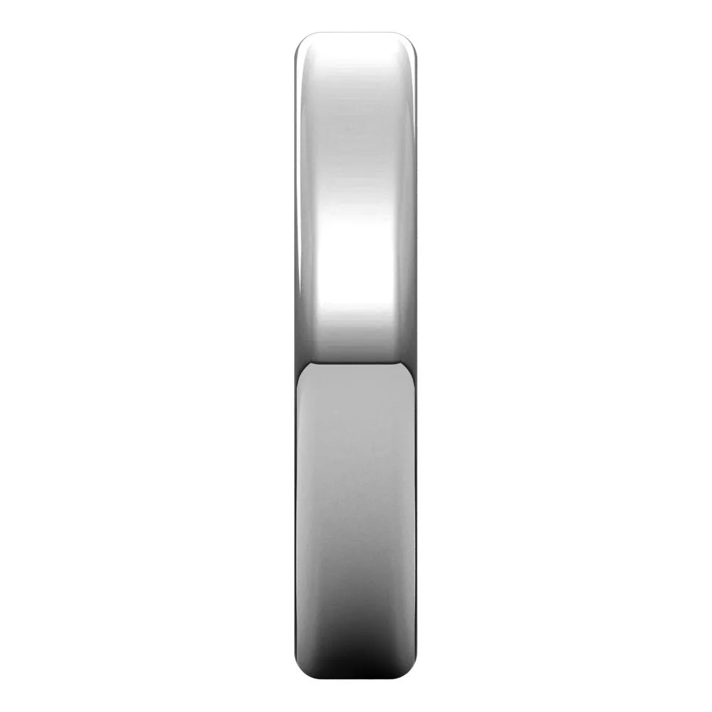 4mm Platinum Polished Round Edge Comfort Fit Flat Band