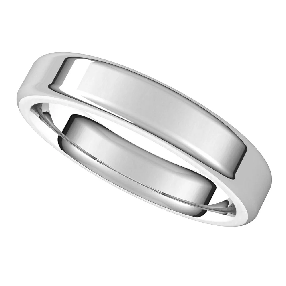 4mm Platinum Polished Round Edge Comfort Fit Flat Band