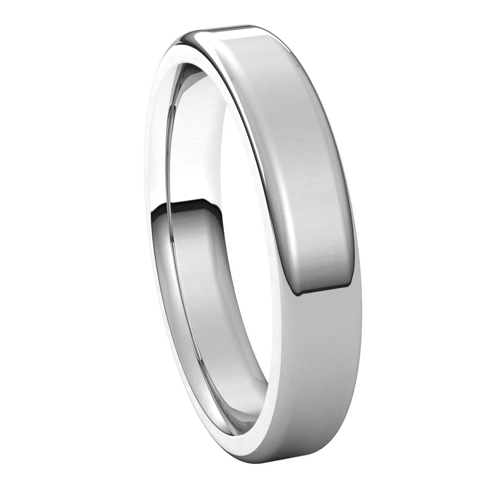 4mm Platinum Polished Round Edge Comfort Fit Flat Band