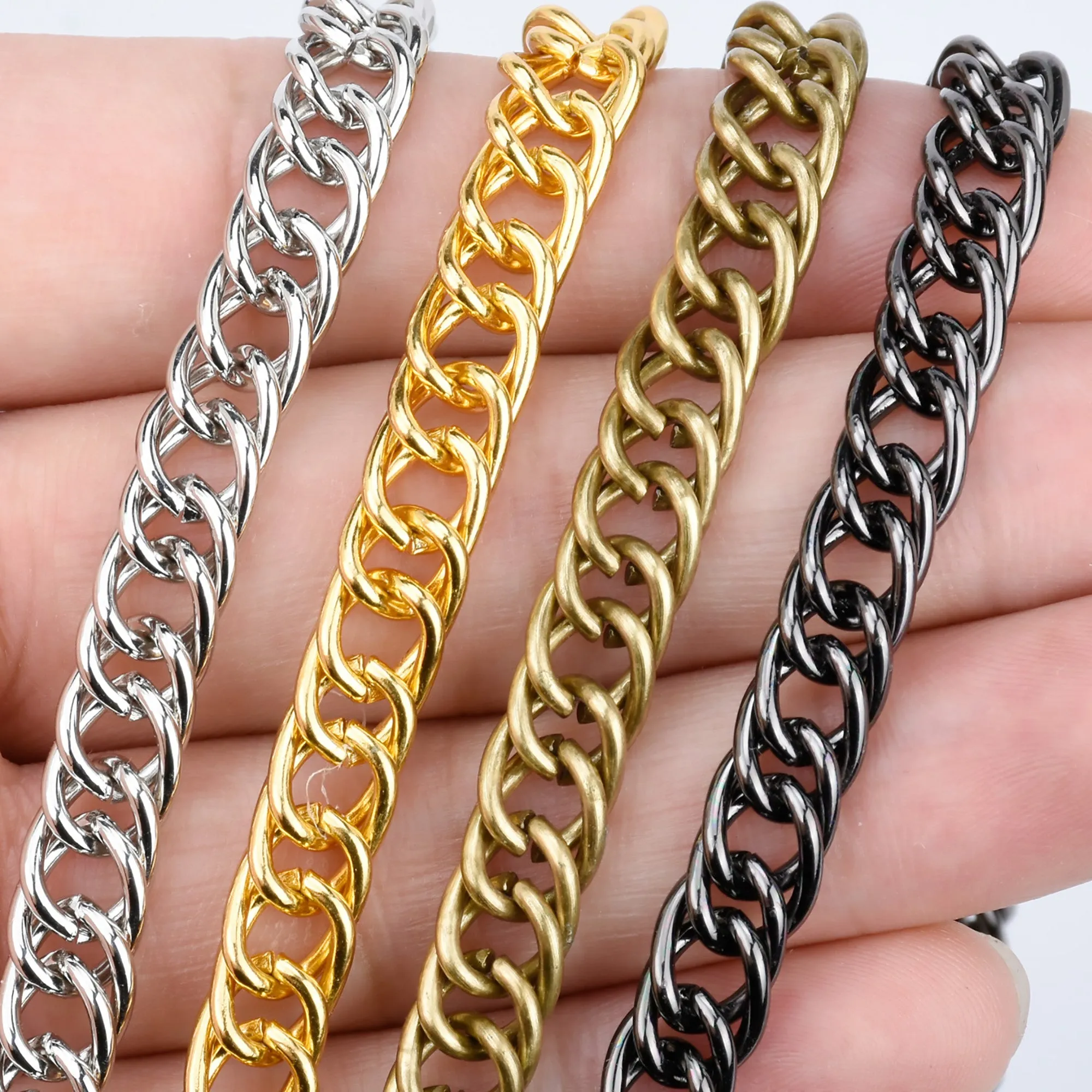 7.5mm Width Double Chain Iron Shoulder Handbag purse Strap Chain Metal Crossbody Bag Chain Strap 60cm/120cm Length to choose 1pc