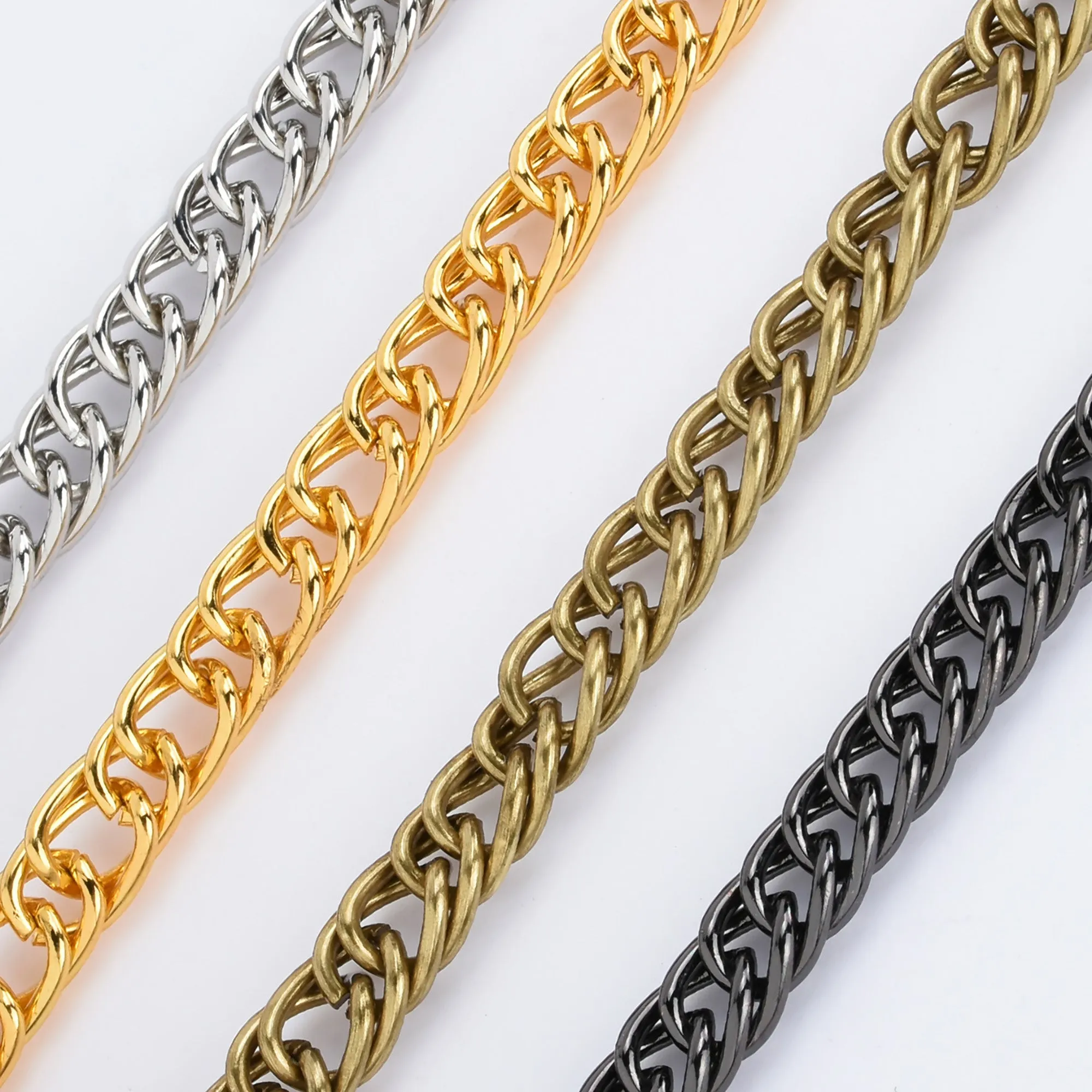 7.5mm Width Double Chain Iron Shoulder Handbag purse Strap Chain Metal Crossbody Bag Chain Strap 60cm/120cm Length to choose 1pc