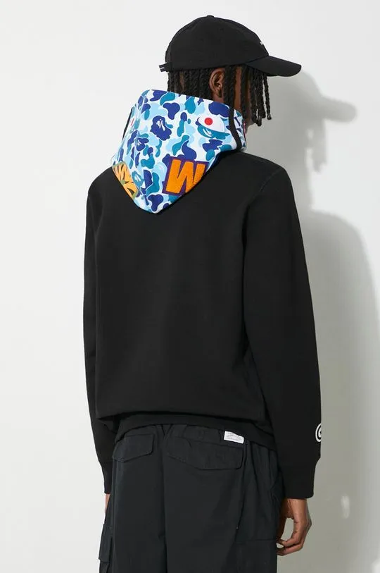 A Bathing Ape cotton sweatshirt Abc Camo Shark Pullover Hoodie men's black color hooded with a print 1J80114006