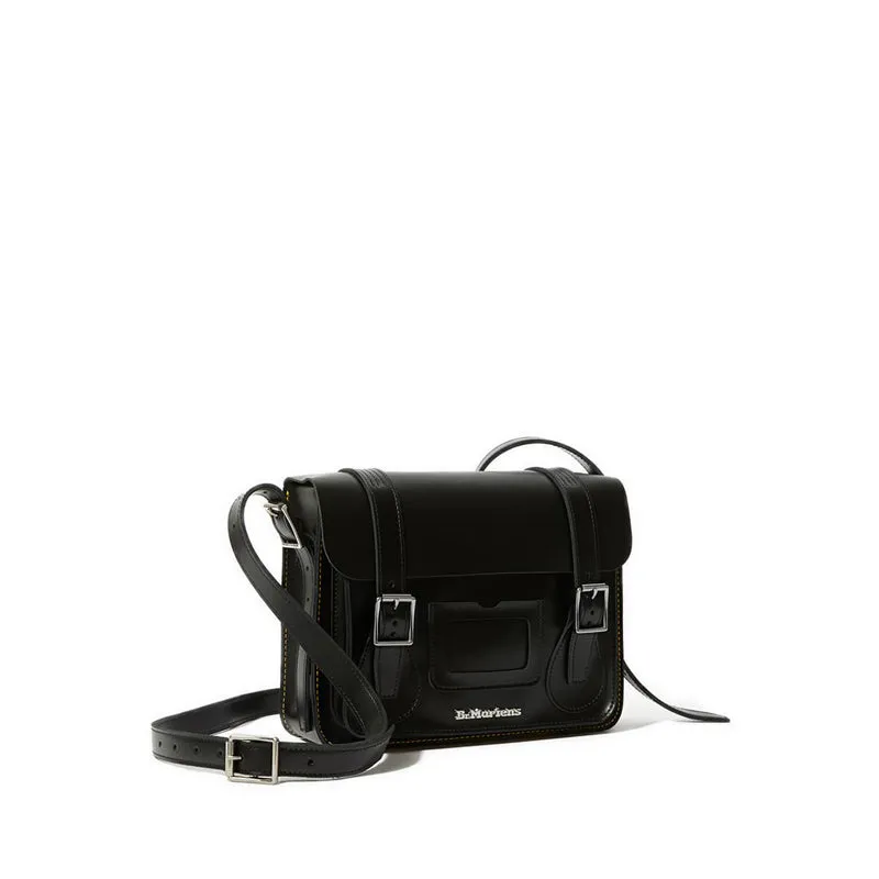 AB097001 - 11 inch Leather Messenger Bag - Black