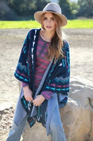 Adiktd Southwest Inspired Open Front Poncho