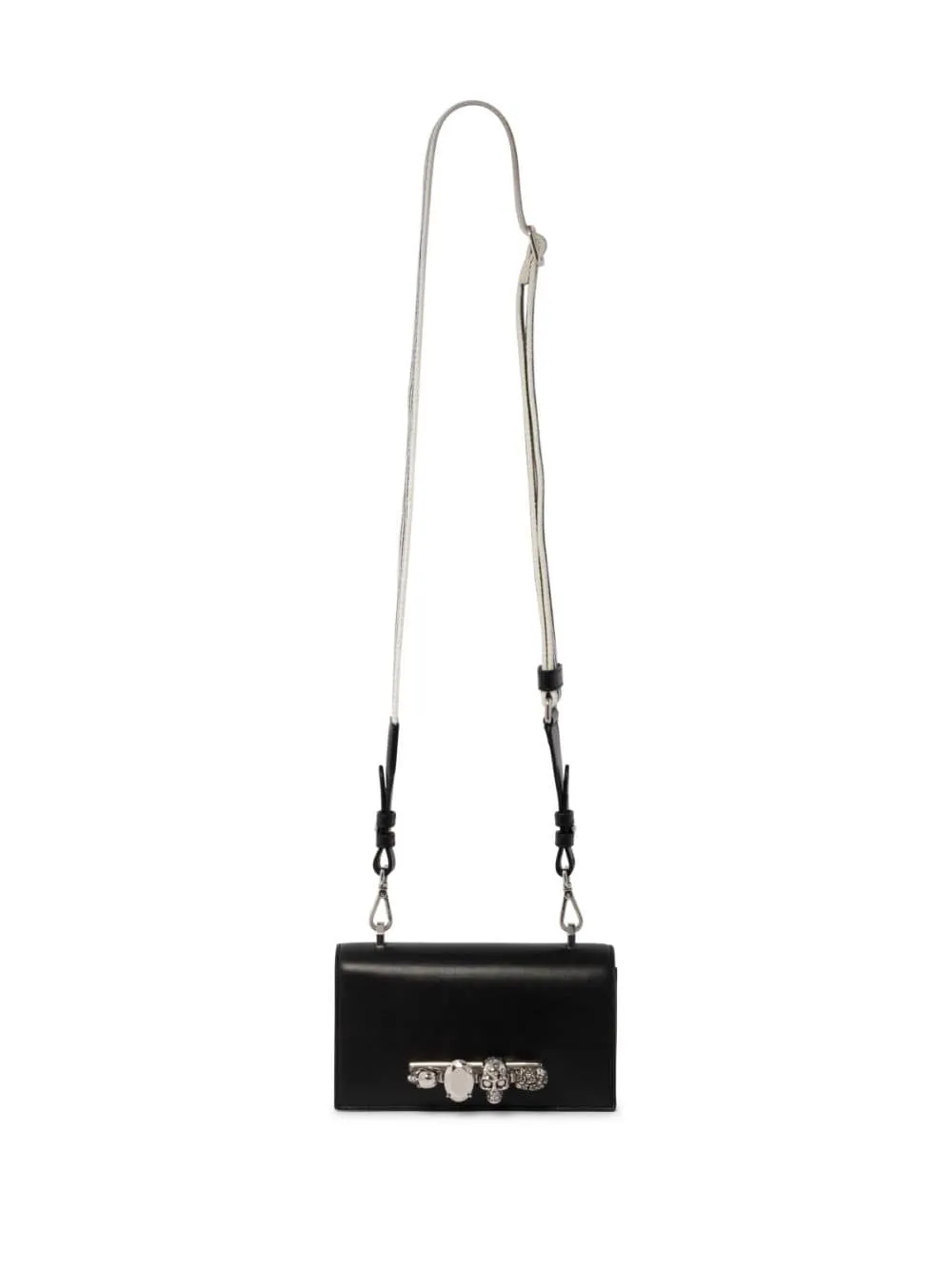 ALEXANDER MCQUEEN Luxurious Black Leather Men's Satchel with Signature Knuckle Metal Handle