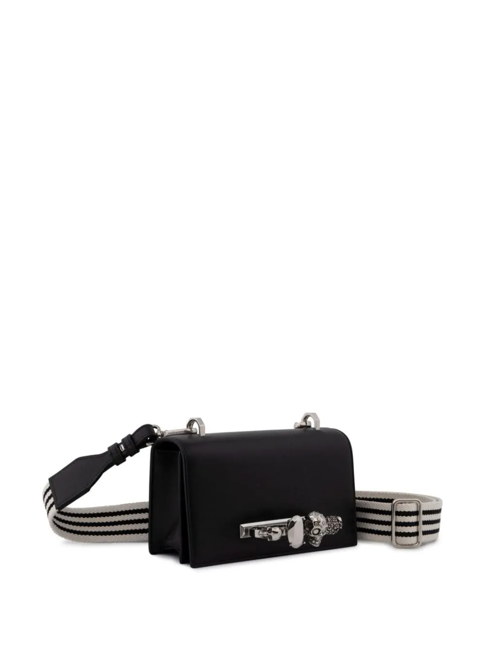 ALEXANDER MCQUEEN Luxurious Black Leather Men's Satchel with Signature Knuckle Metal Handle