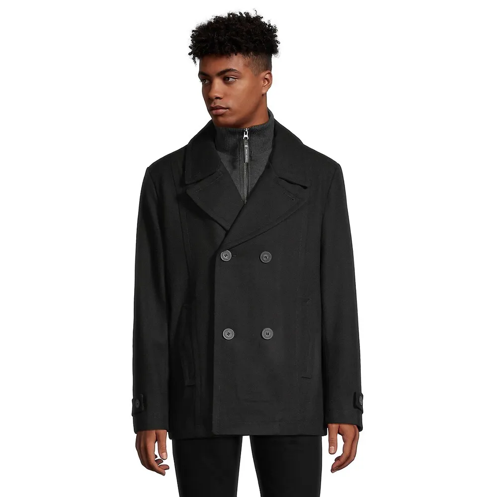 Andrew Marc Danton Wool-Blend Double-Breasted Peacoat