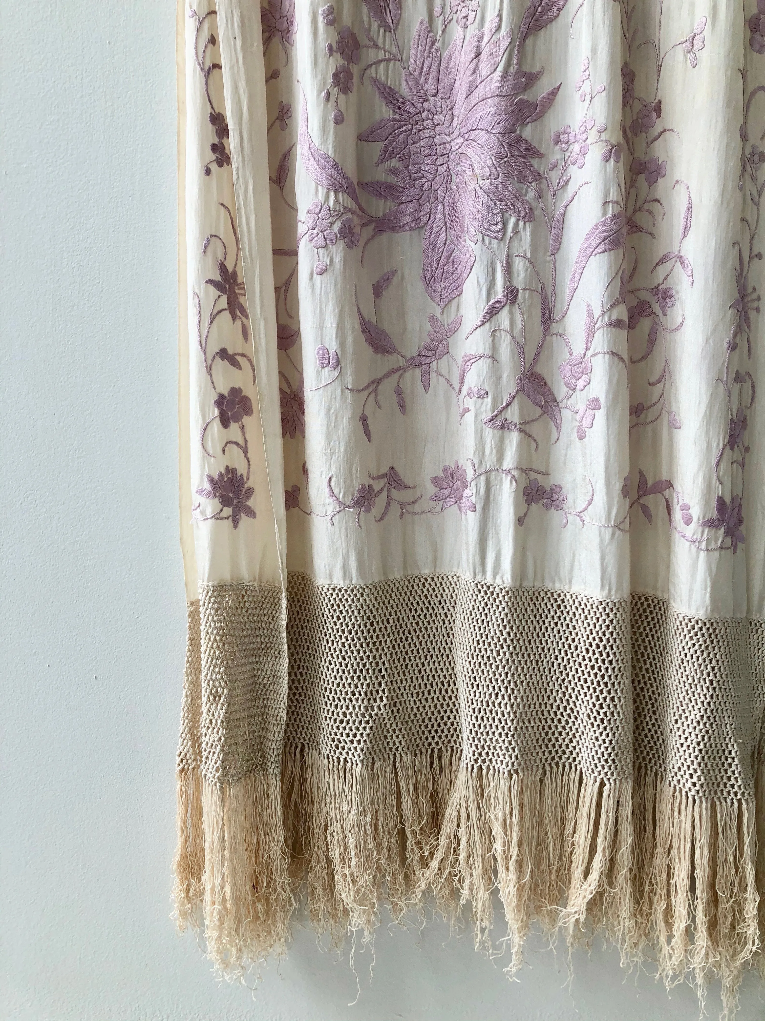 Antique Silk Embroidered Piano Shawl