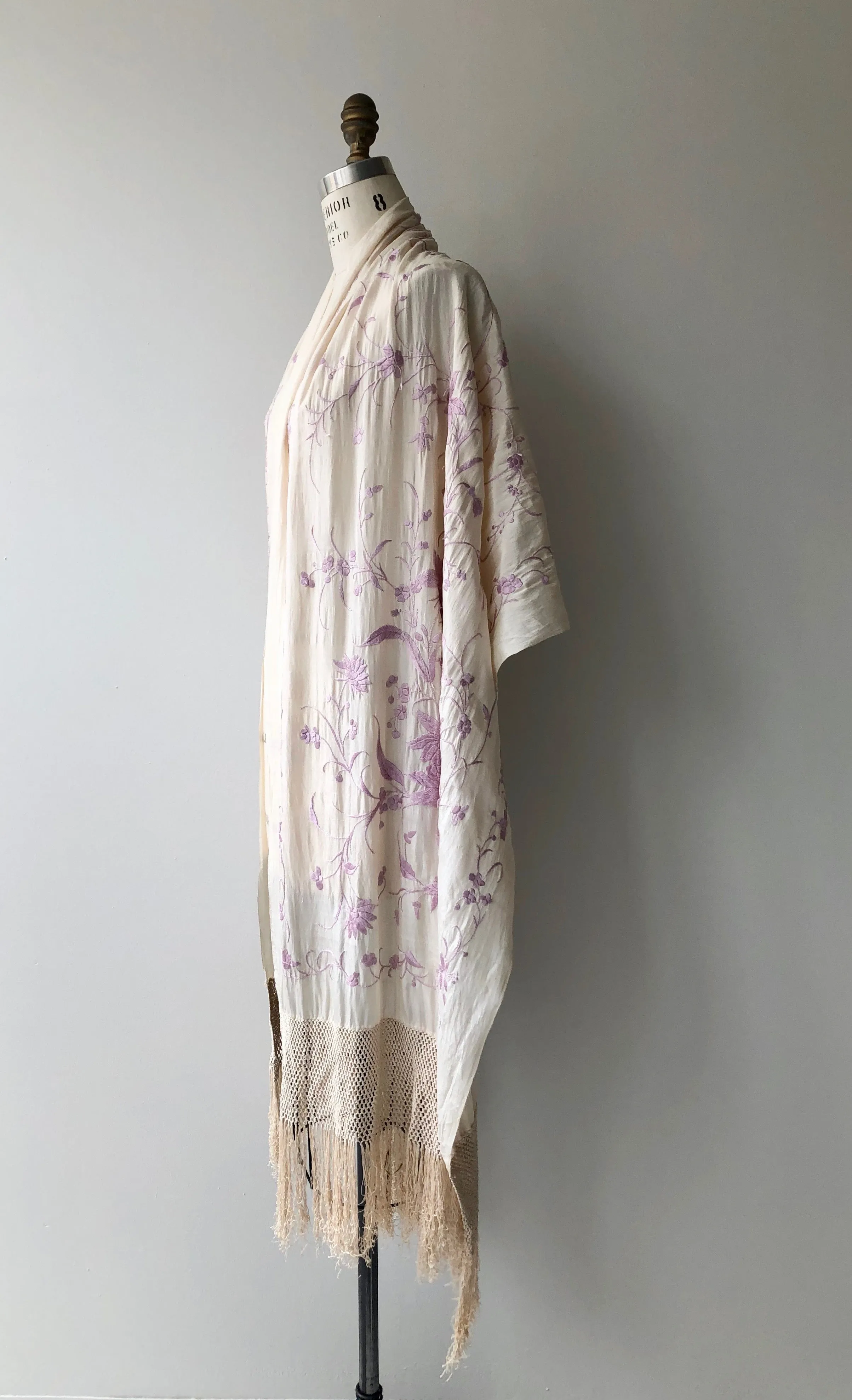 Antique Silk Embroidered Piano Shawl