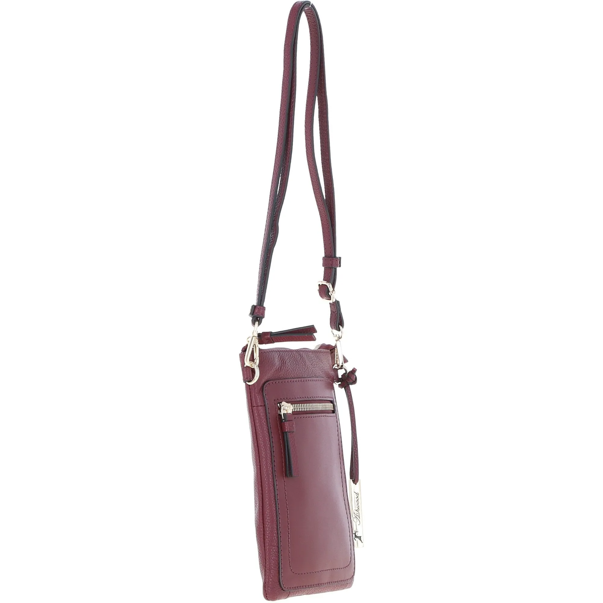 Ashwood Leather Crossbody Smart Phone Bag Wine: Z-71