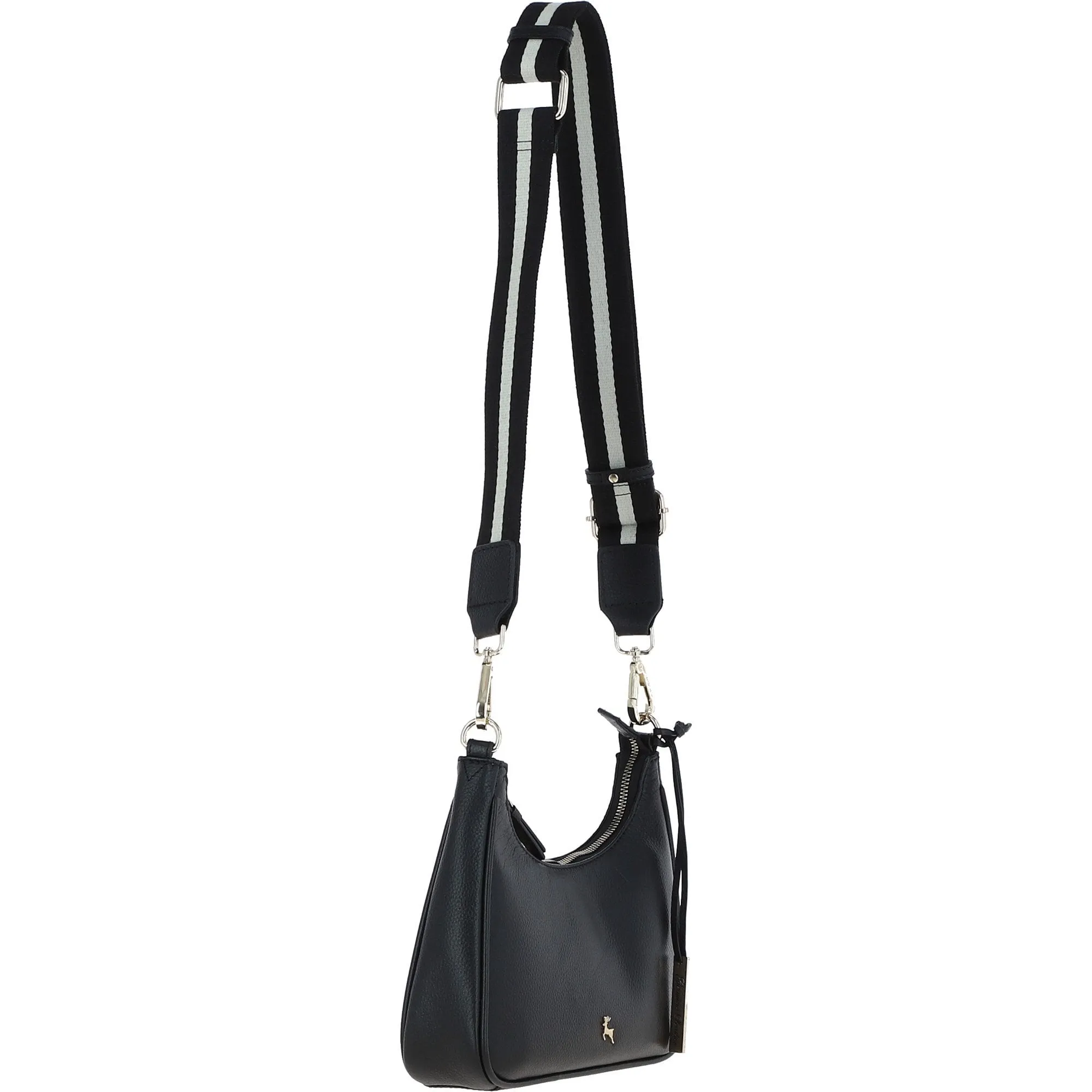 Ashwood Real Leather Crossbody Bag with Webbing Strap Black: 64296