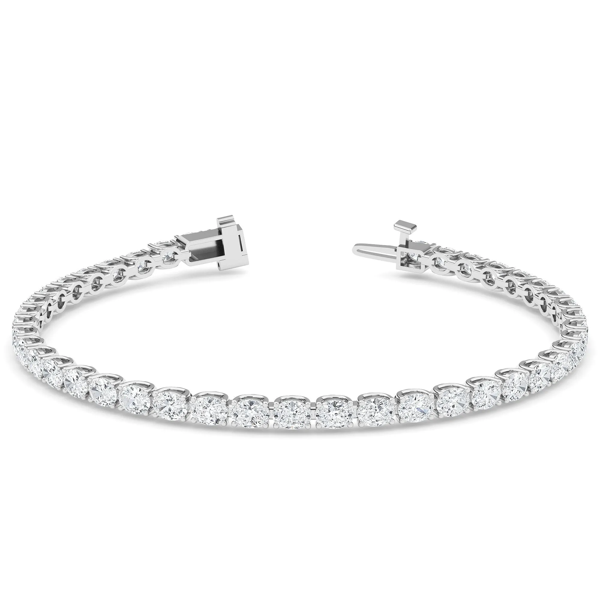 AUTRE - 14k White Gold 7.00ct Lab Grown Diamond Oval Tennis Bracelet