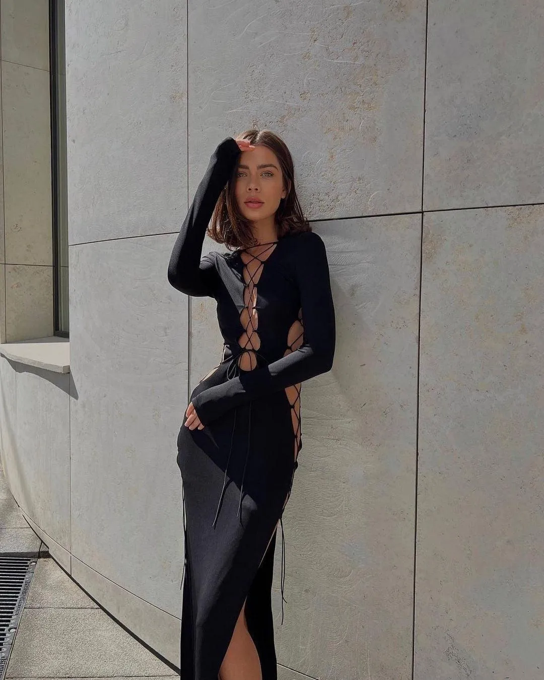 Bandage Lace Up Hot Sexy Slit Maxi Dress