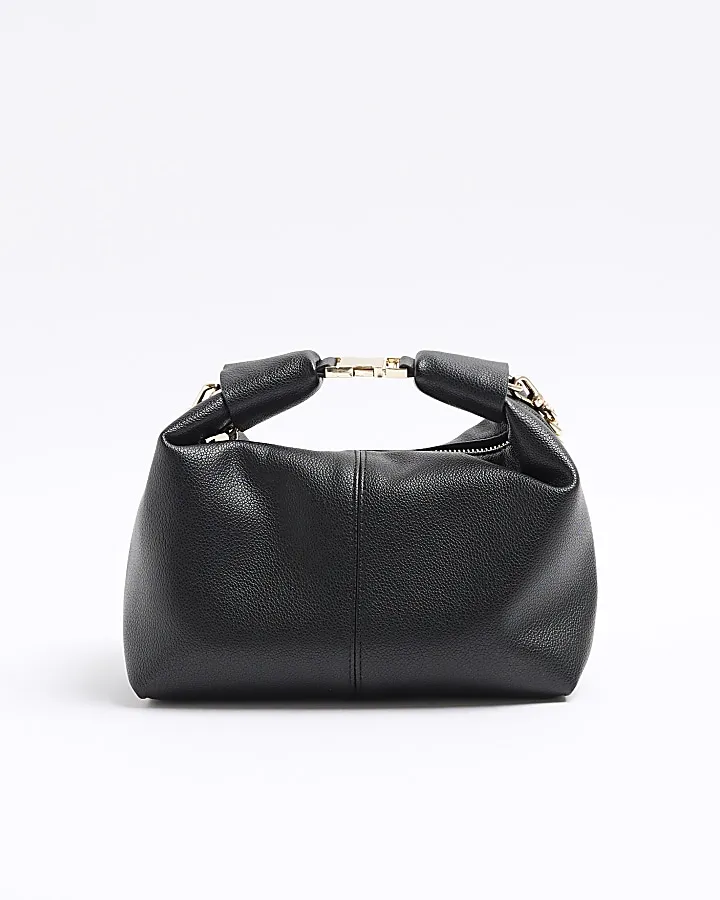 Black buckle handle mini chain clutch bag