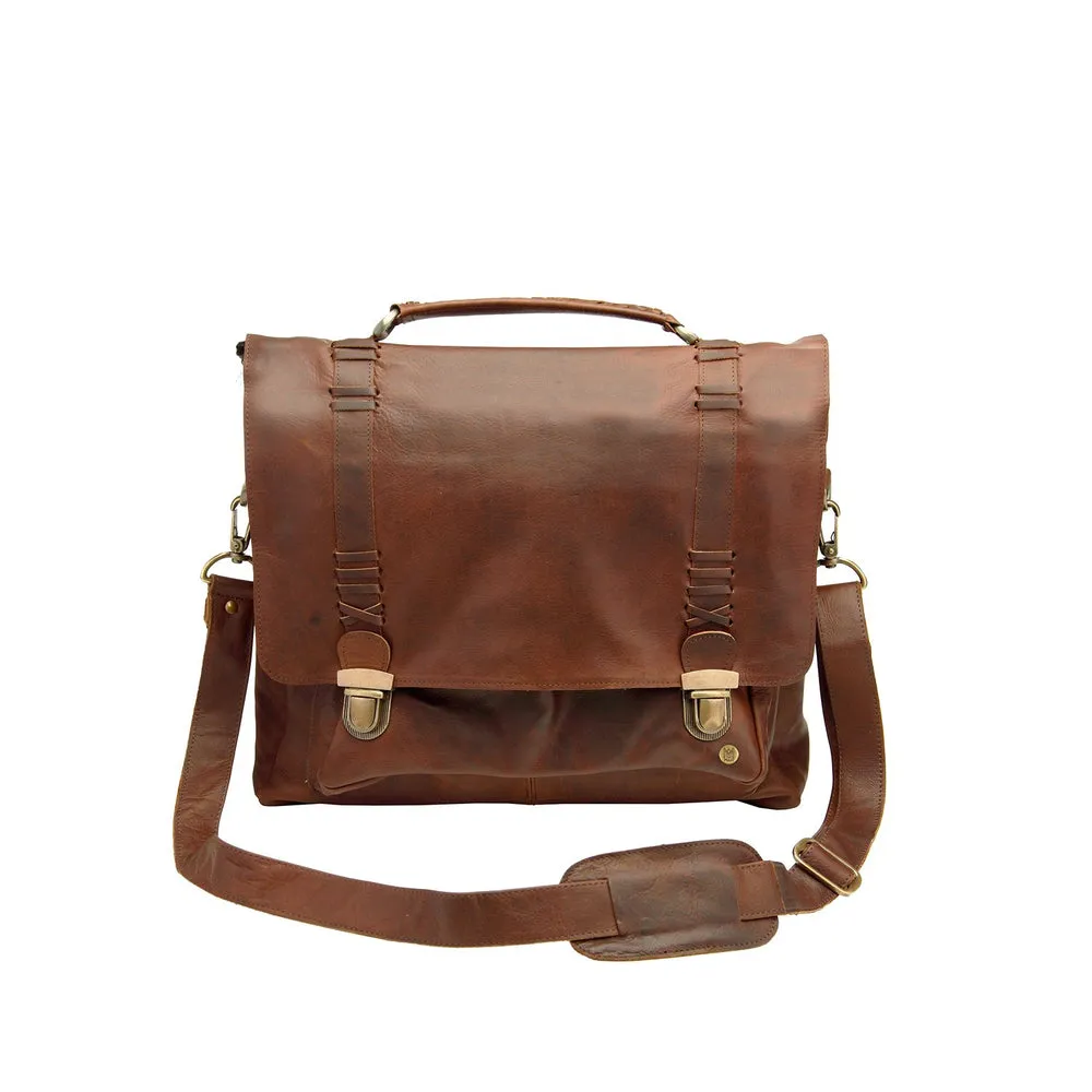 Branded Leather Satchel