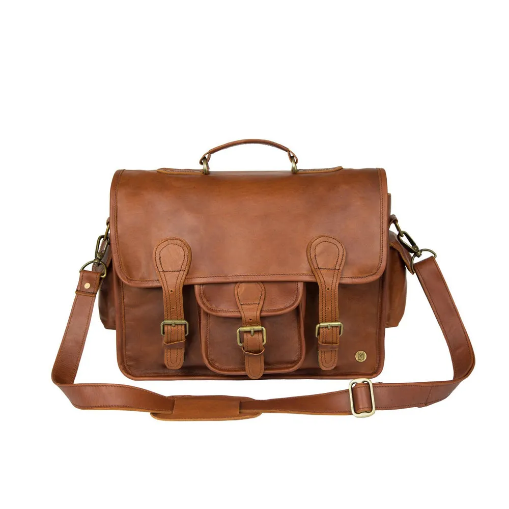 Branded Leather Satchel