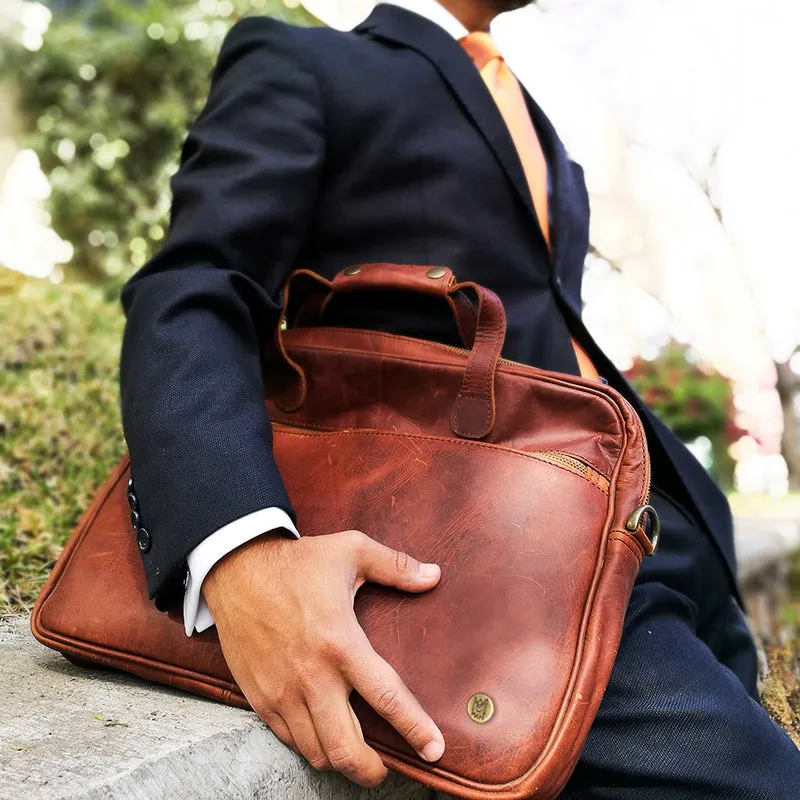 Branded Leather Satchel