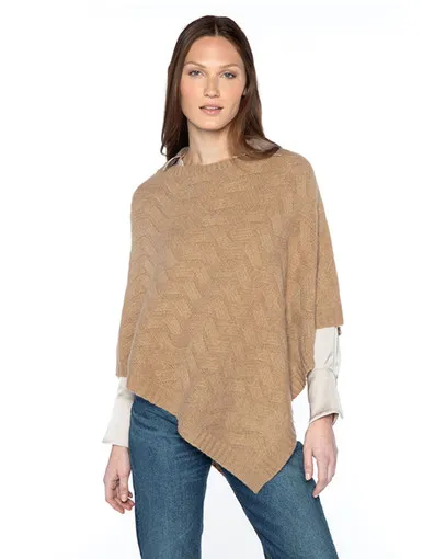 Cable Knit Cashmere Poncho | Kinross