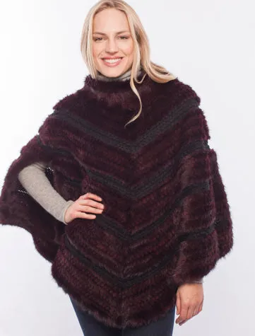 Chevron Knitted Mink Poncho