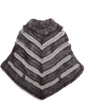 Chevron Knitted Mink Poncho