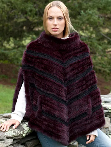 Chevron Knitted Mink Poncho