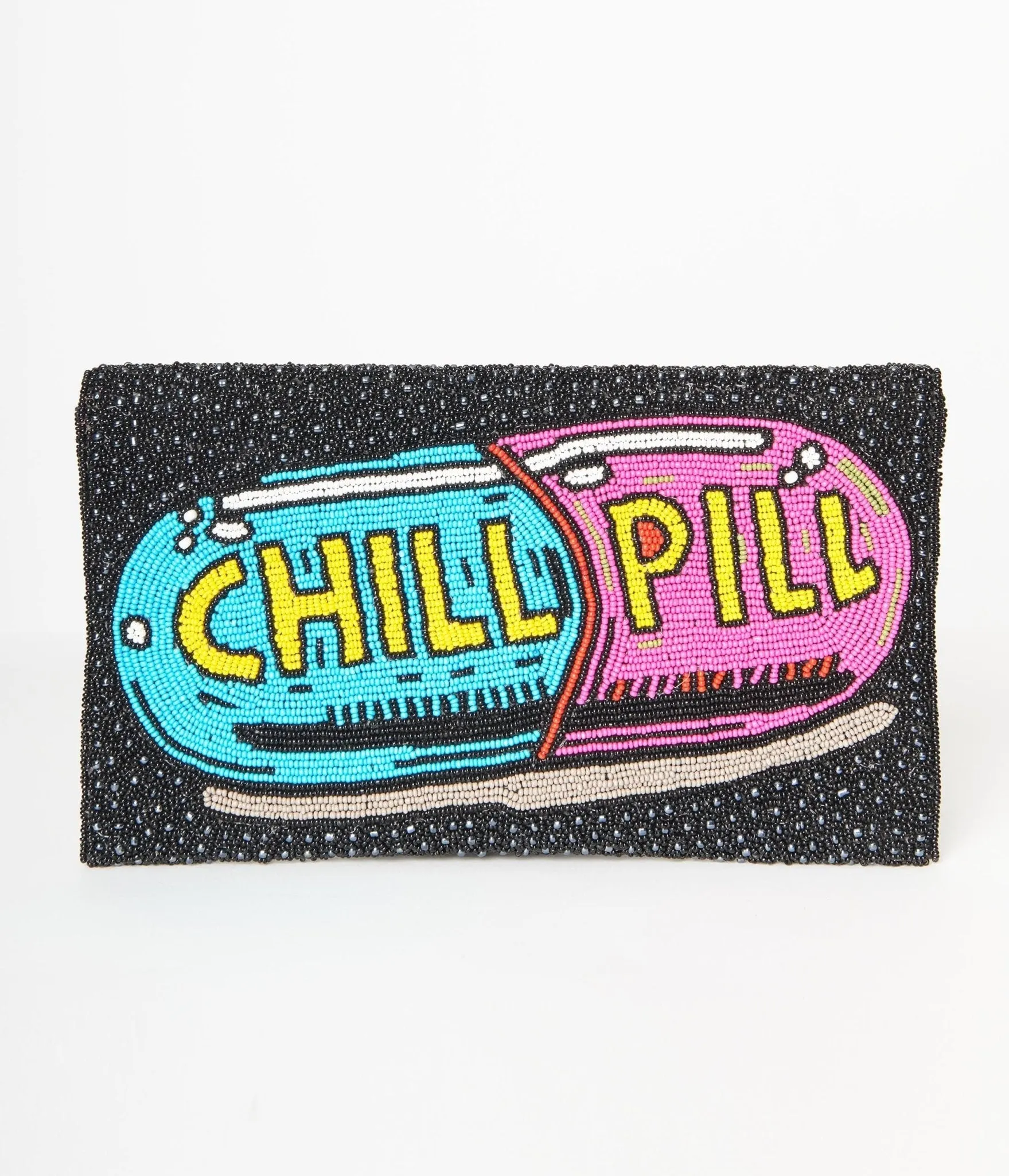 Chill Pill Beaded Clutch