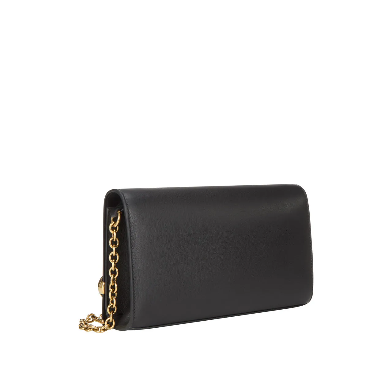 CHLOÉ The Sustainable Edit Logo Leather Chain Crossbody Bag - Black