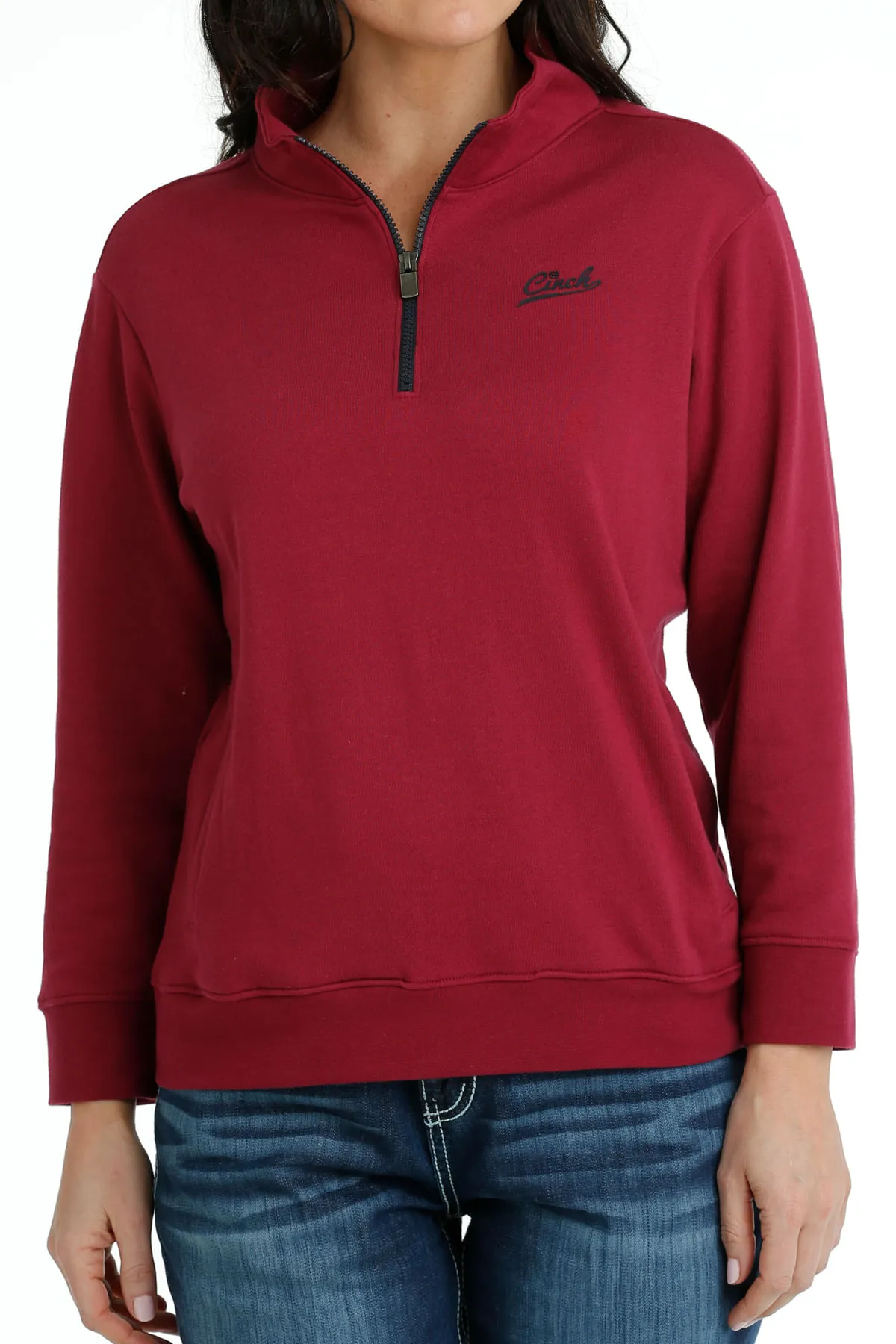 Cinch Womens Burgundy  1/4 Zip Pullover