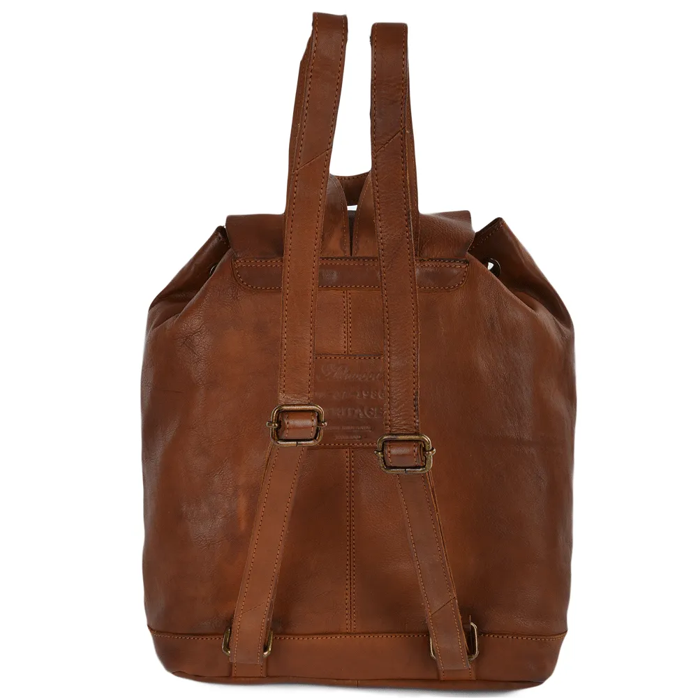 Classic Drawstring Vintage Rust Leather Backpack