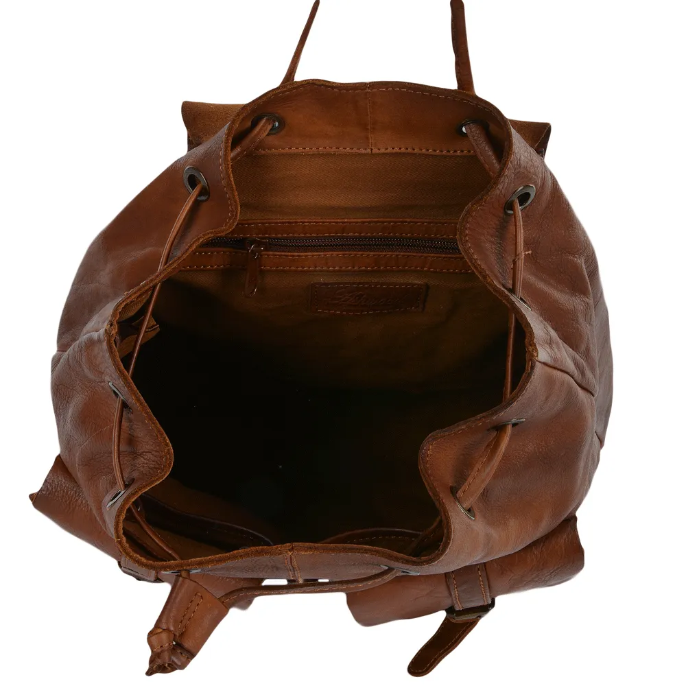 Classic Drawstring Vintage Rust Leather Backpack