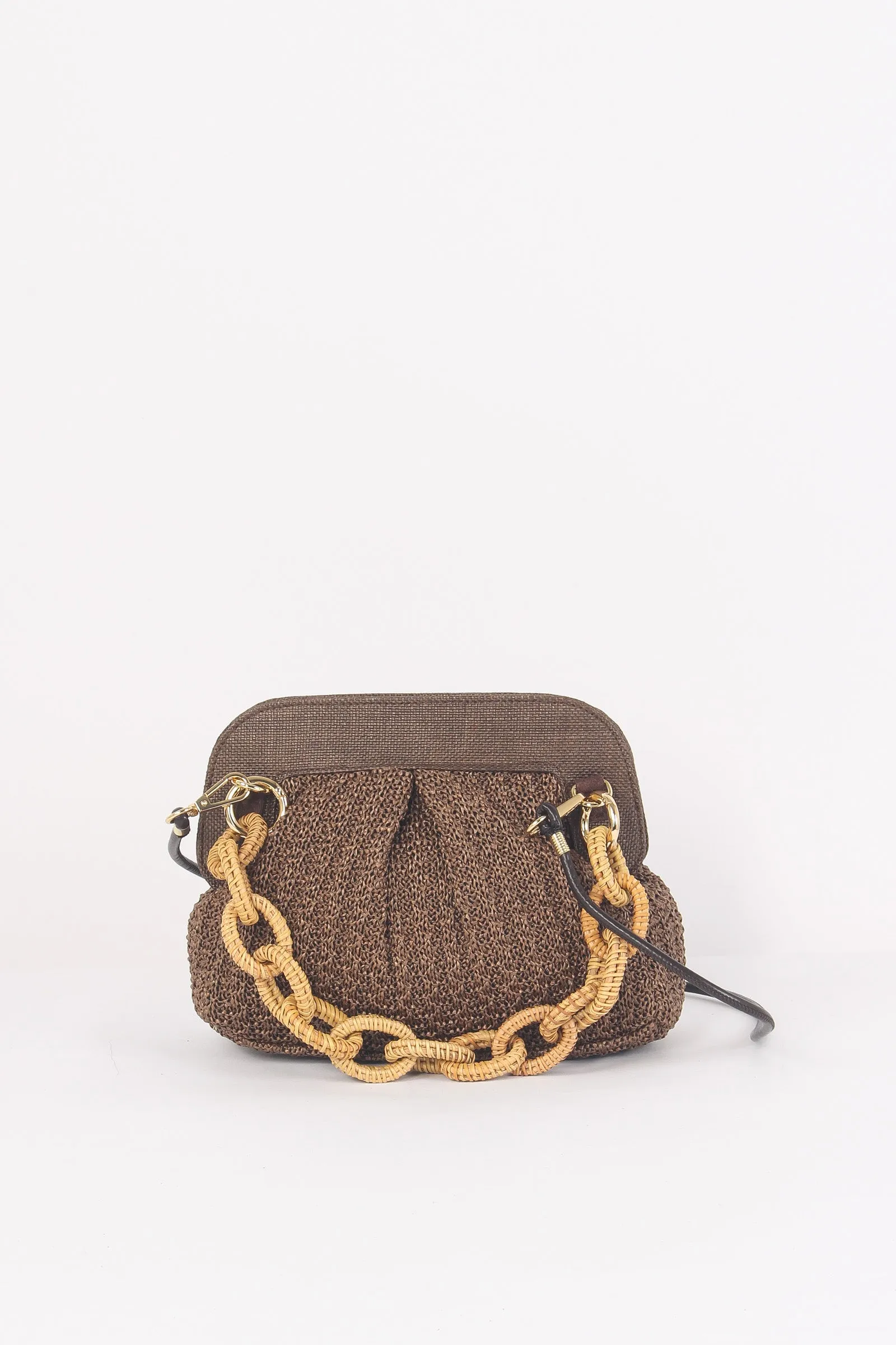 Clutch Piccola Crochet Catena Marrone