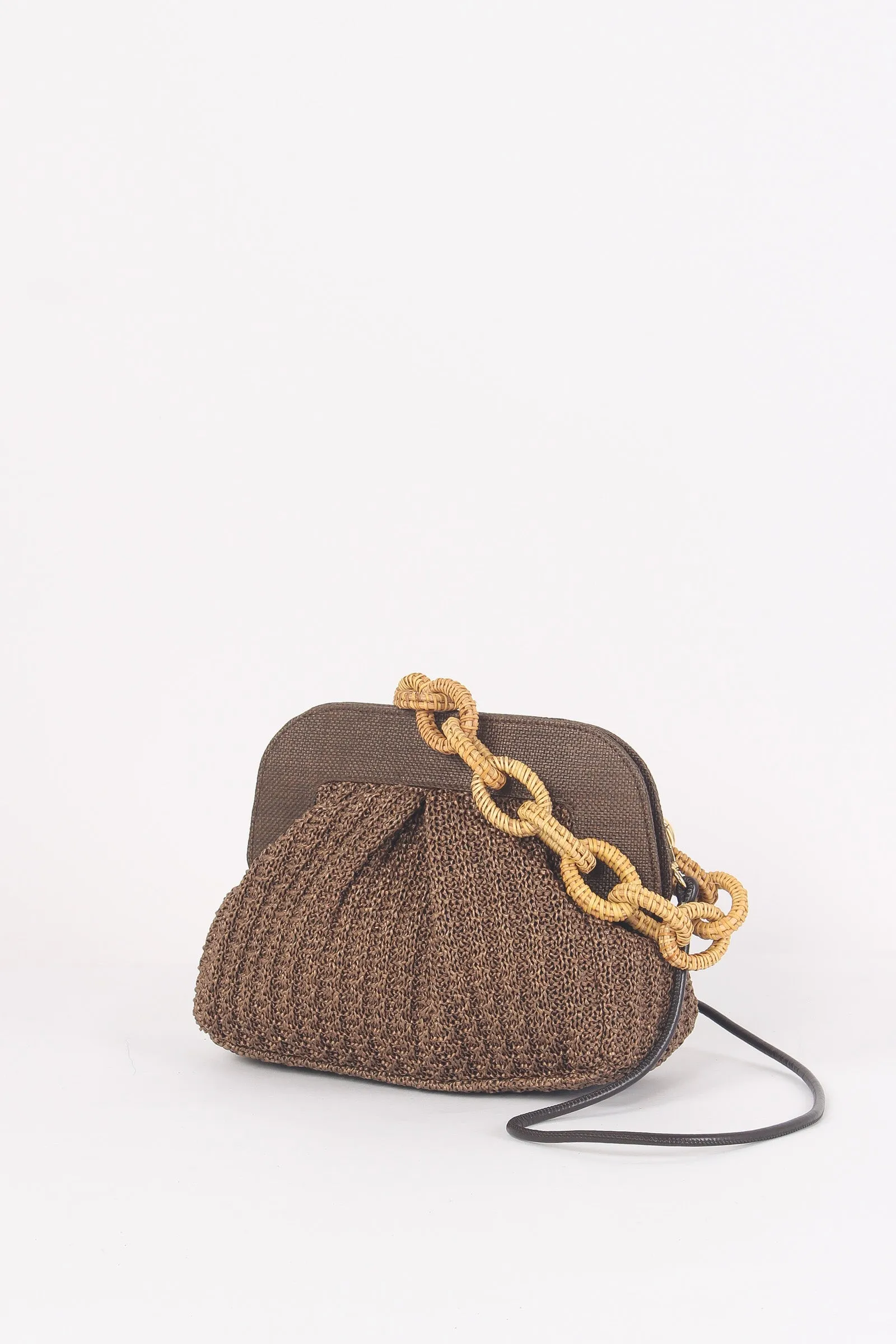 Clutch Piccola Crochet Catena Marrone