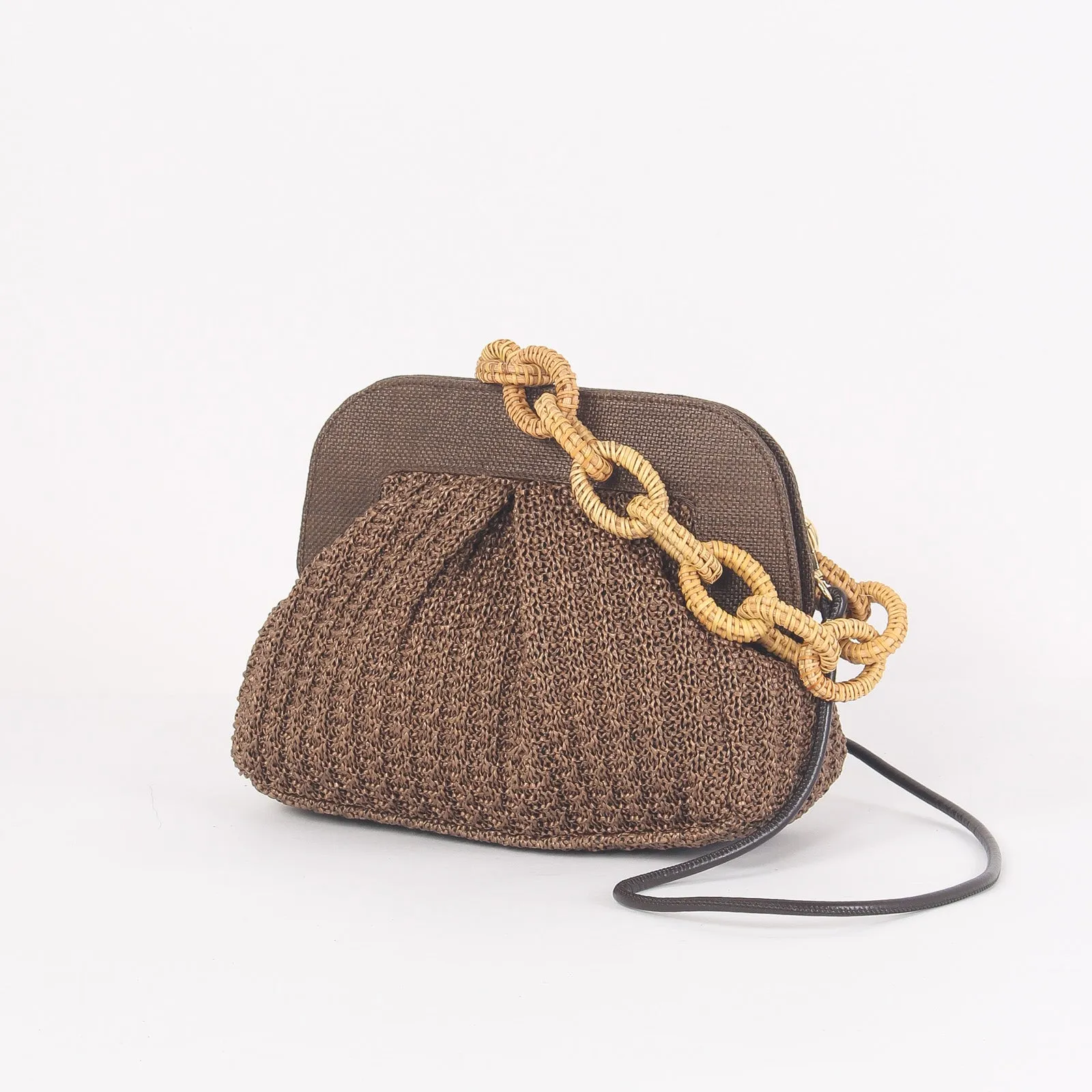 Clutch Piccola Crochet Catena Marrone