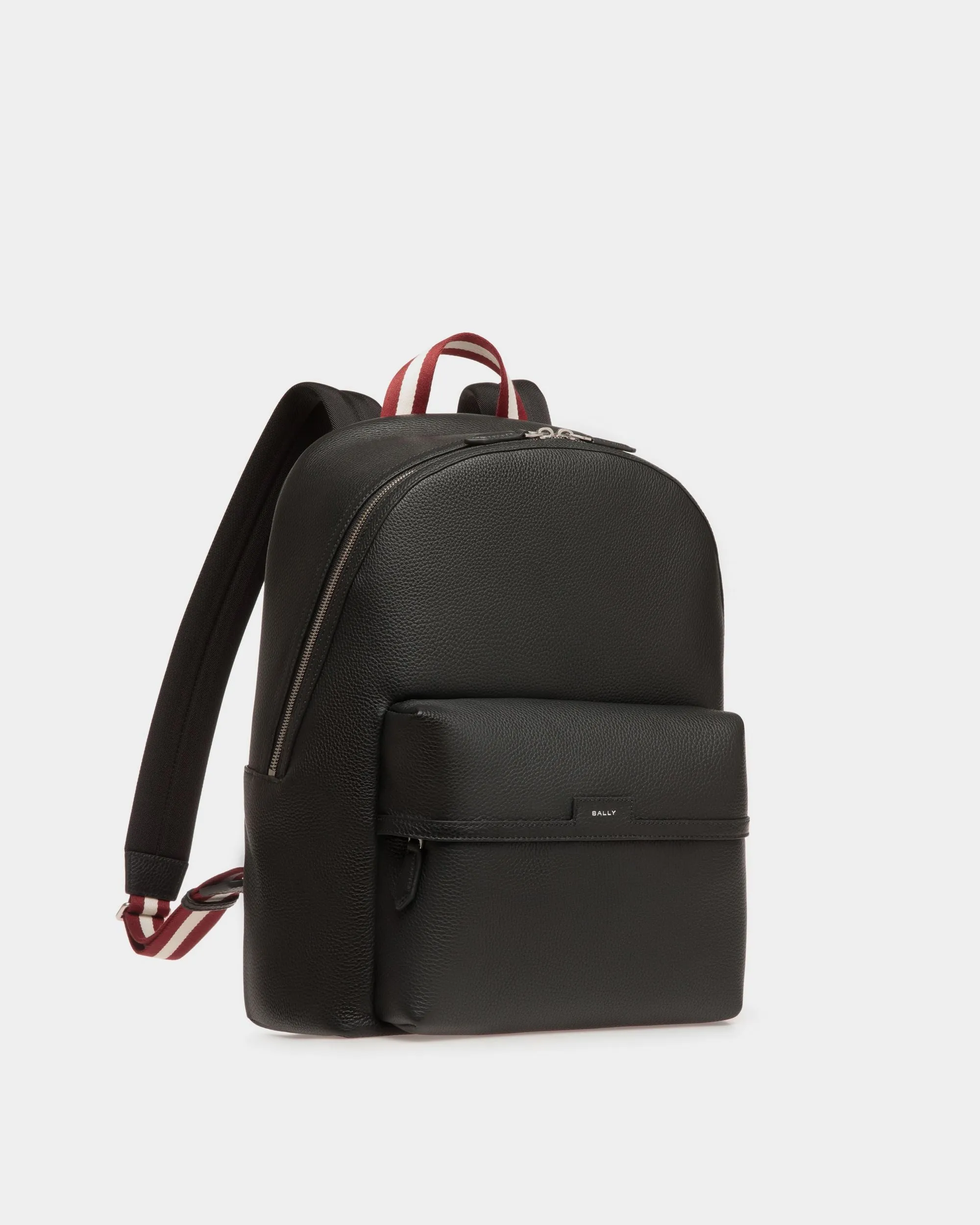 Code Backpack in Black Grained Leather 