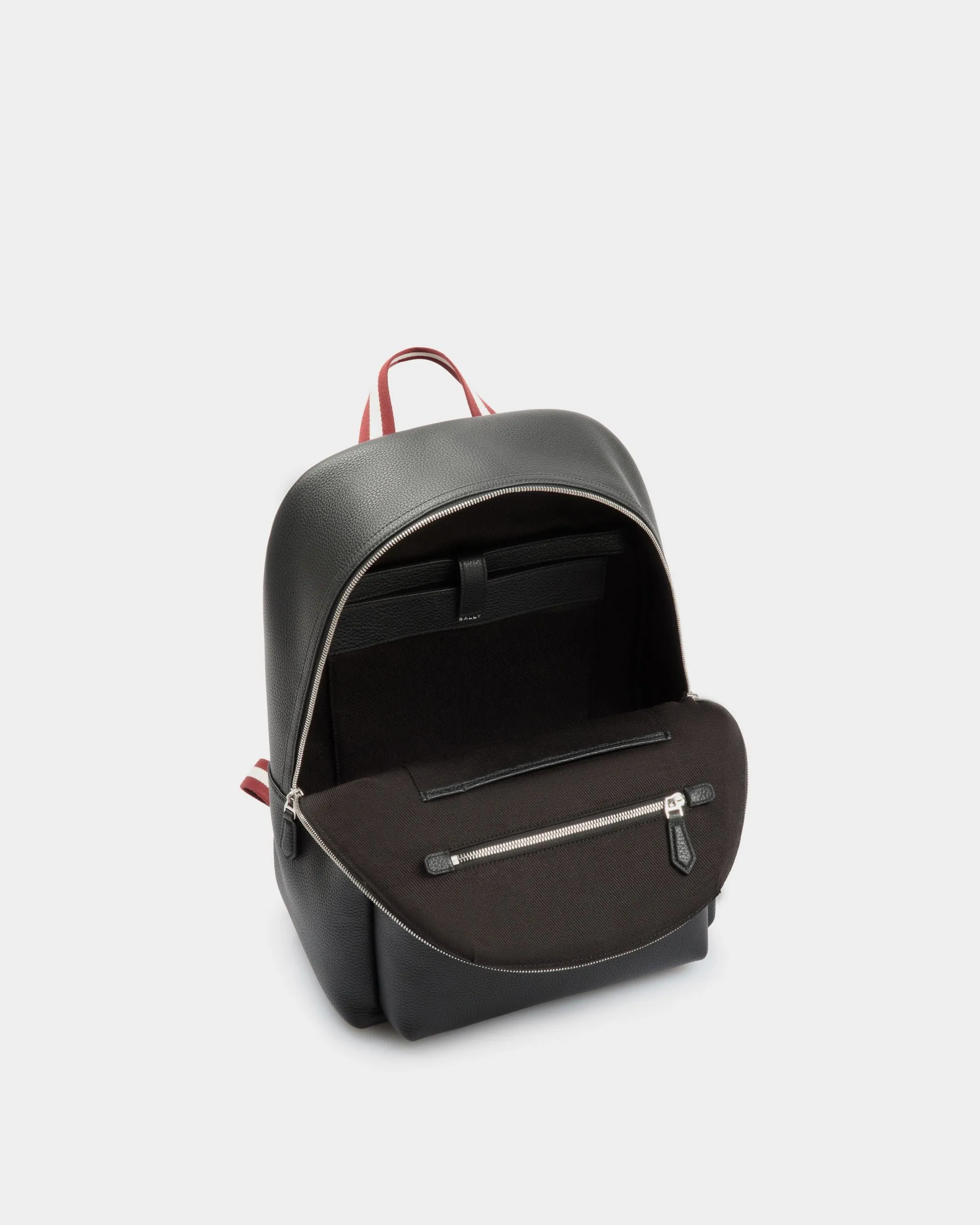 Code Backpack in Black Grained Leather 