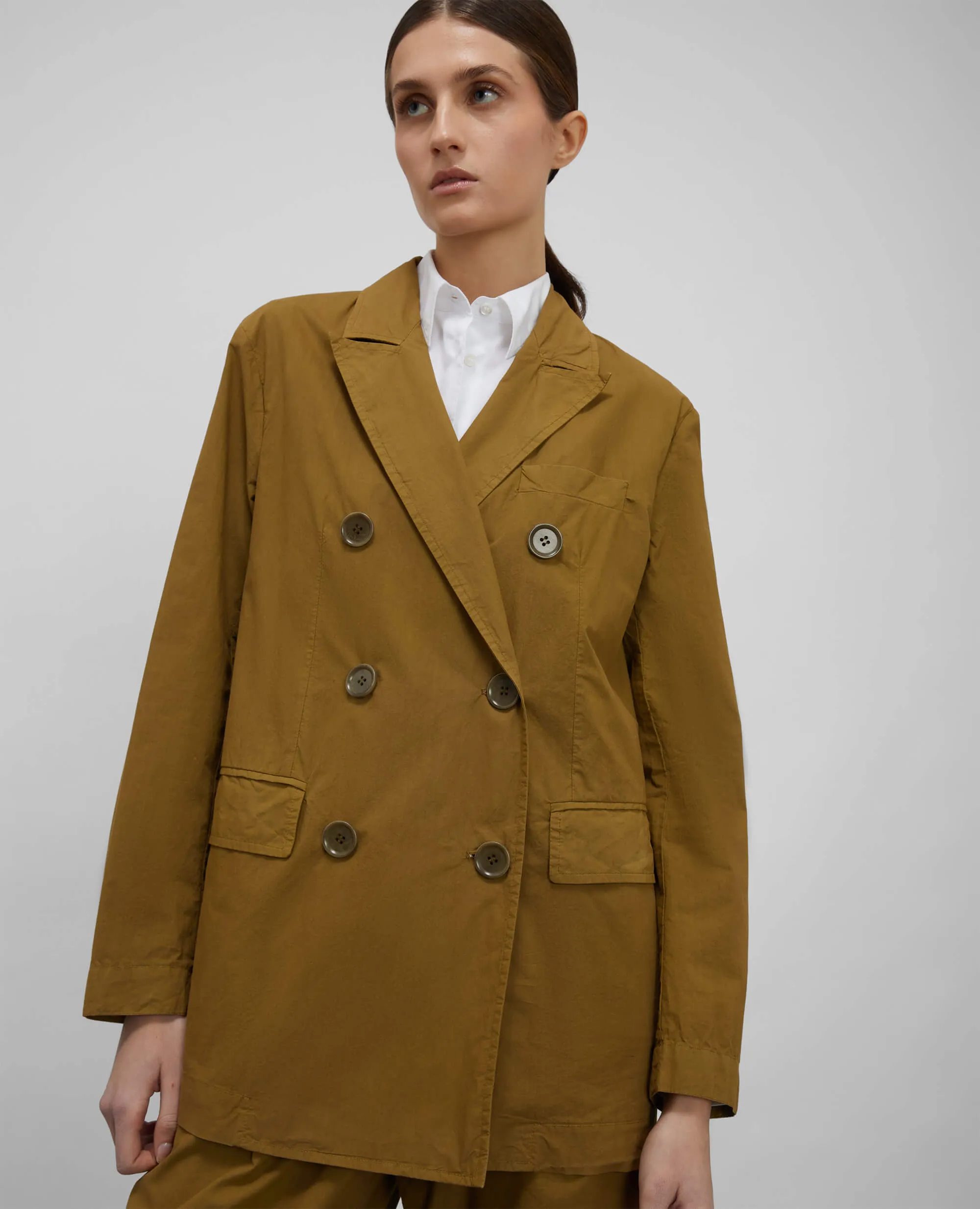 Cotton Poplin Double-Breasted Peacoat