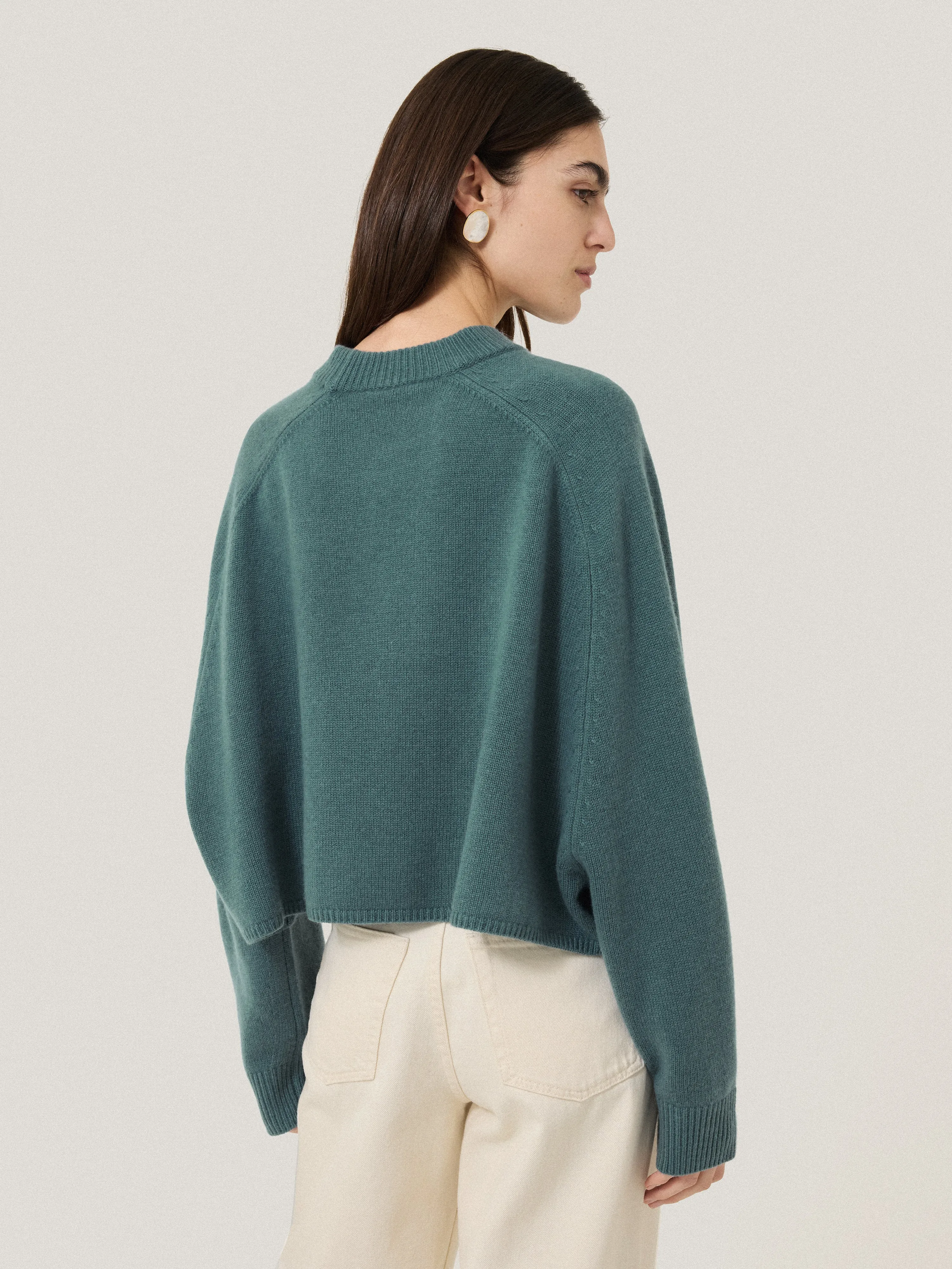 Crew Neck Poncho Jumper | Blue