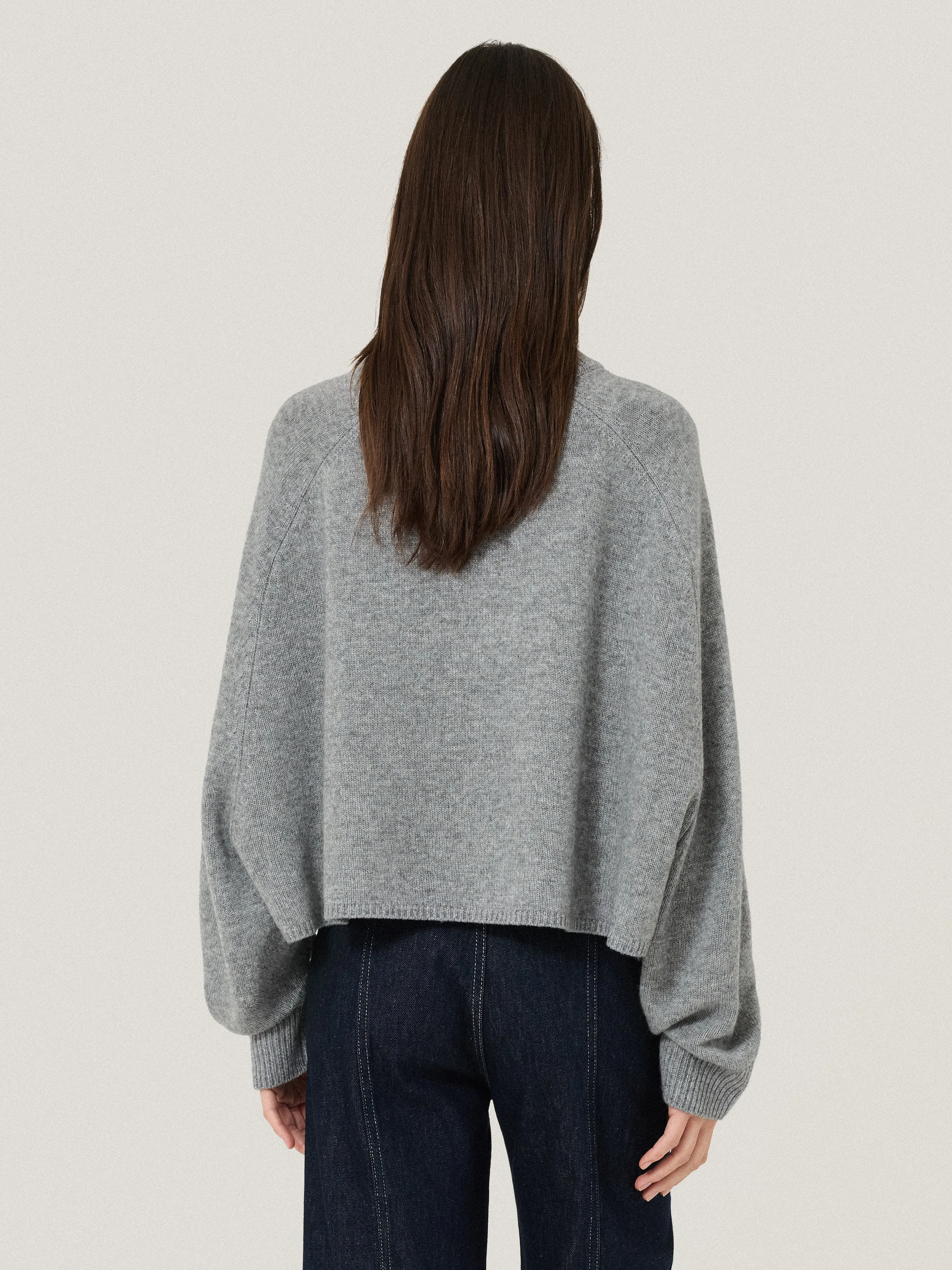 Crew Neck Poncho Jumper | Grey